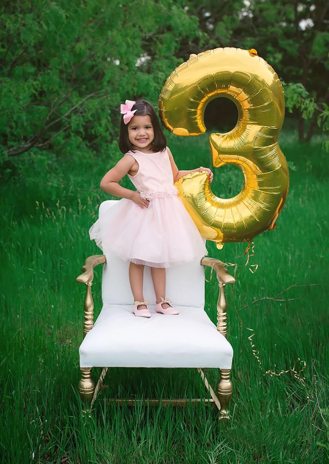Jumbo Number 3 Balloon 40 Inch, Gold Mylar Foil Number Three Balloons for Boy Girl 3 13 23 33 Birthday Party, Giant Balloons Anniversary Graduations Photo Shoot Decorations