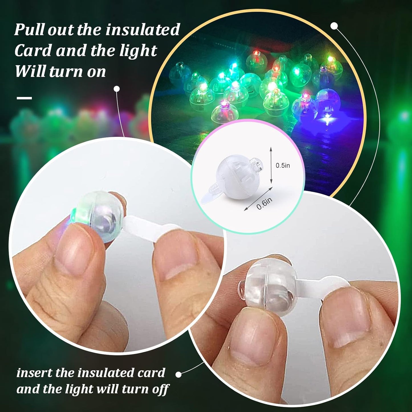 100pcs 10 Colors Balloon Lights, LED Assorted Colors Flash Lights, Mini Ball Light Round LED Ball Lamp for Paper Lantern Balloon Birthday Party Wedding Halloween Christmas Decoration