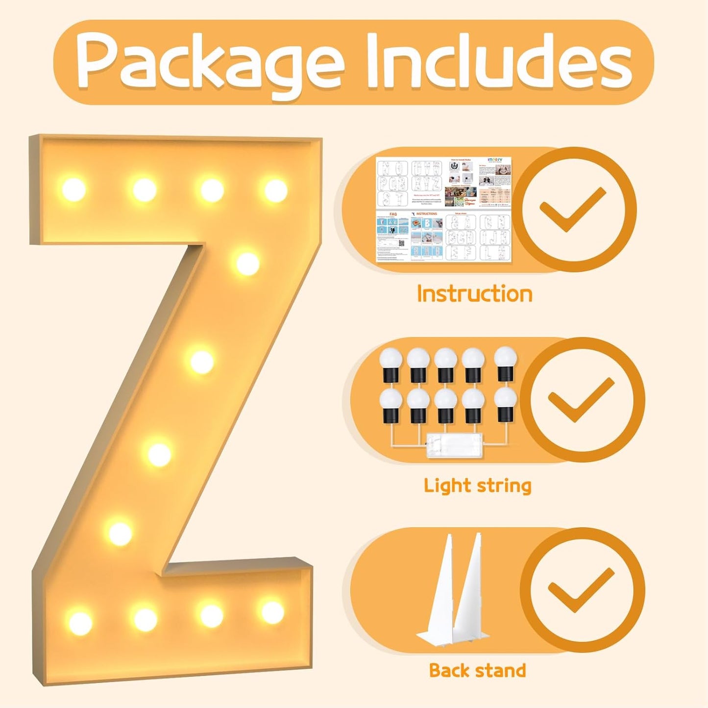 Marquee Letters 4 Feet Tall Large Light Up Letters Z Happy Birthday Decorations Marry Me Engagement Party Decor Yellow Light Birthday Decorations Balloon Arch Kit Foam Sign Z