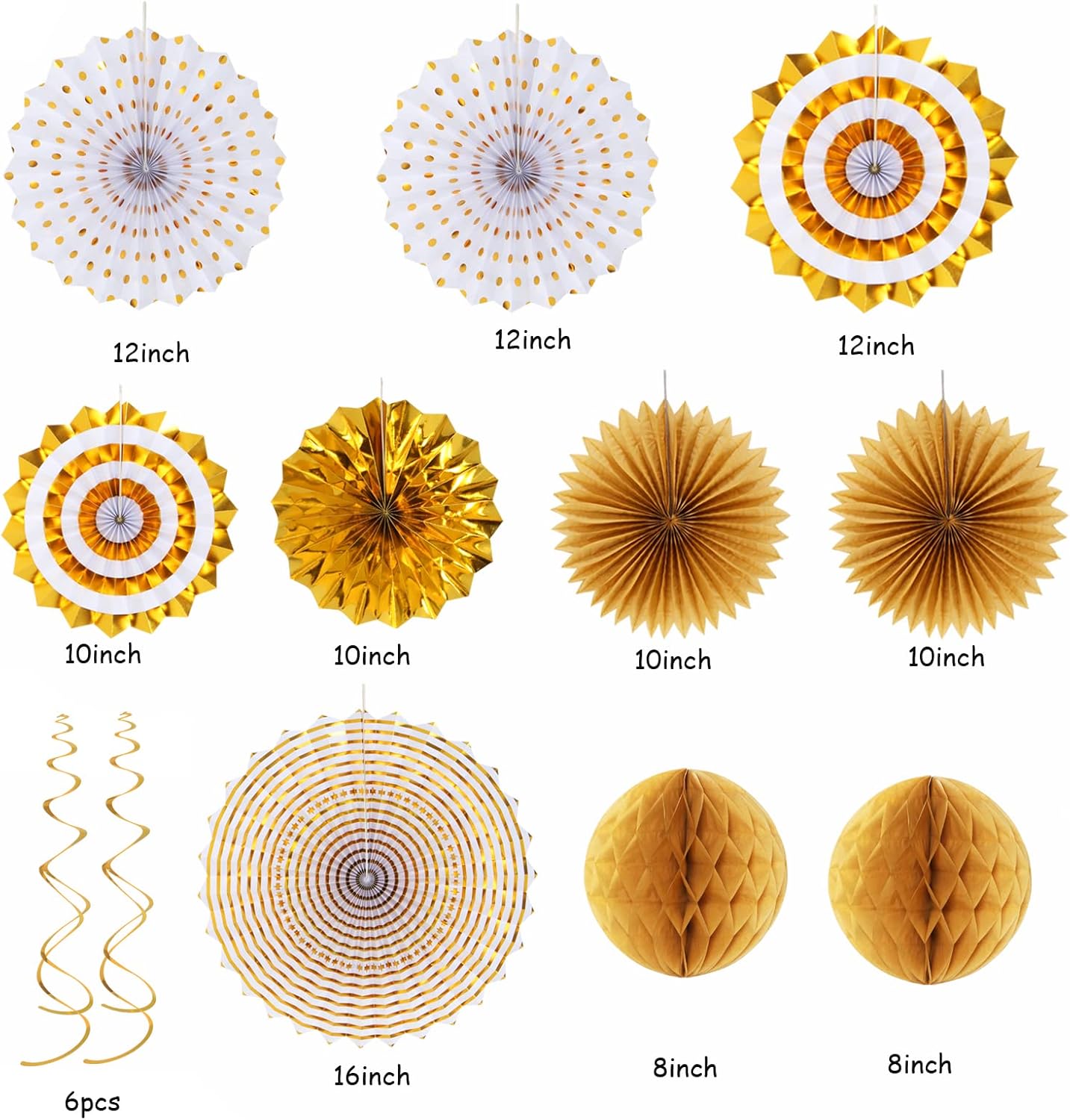 White Gold Bridal-Shower Engagement Party-Decorations - 33pcs Banner,Streamers Tassel Garland,Tissue Pom Poms Honeycomb,Paper Lantern Fans,Christmas Wedding Bachelorette Baby Birthday Decor Hugtmr