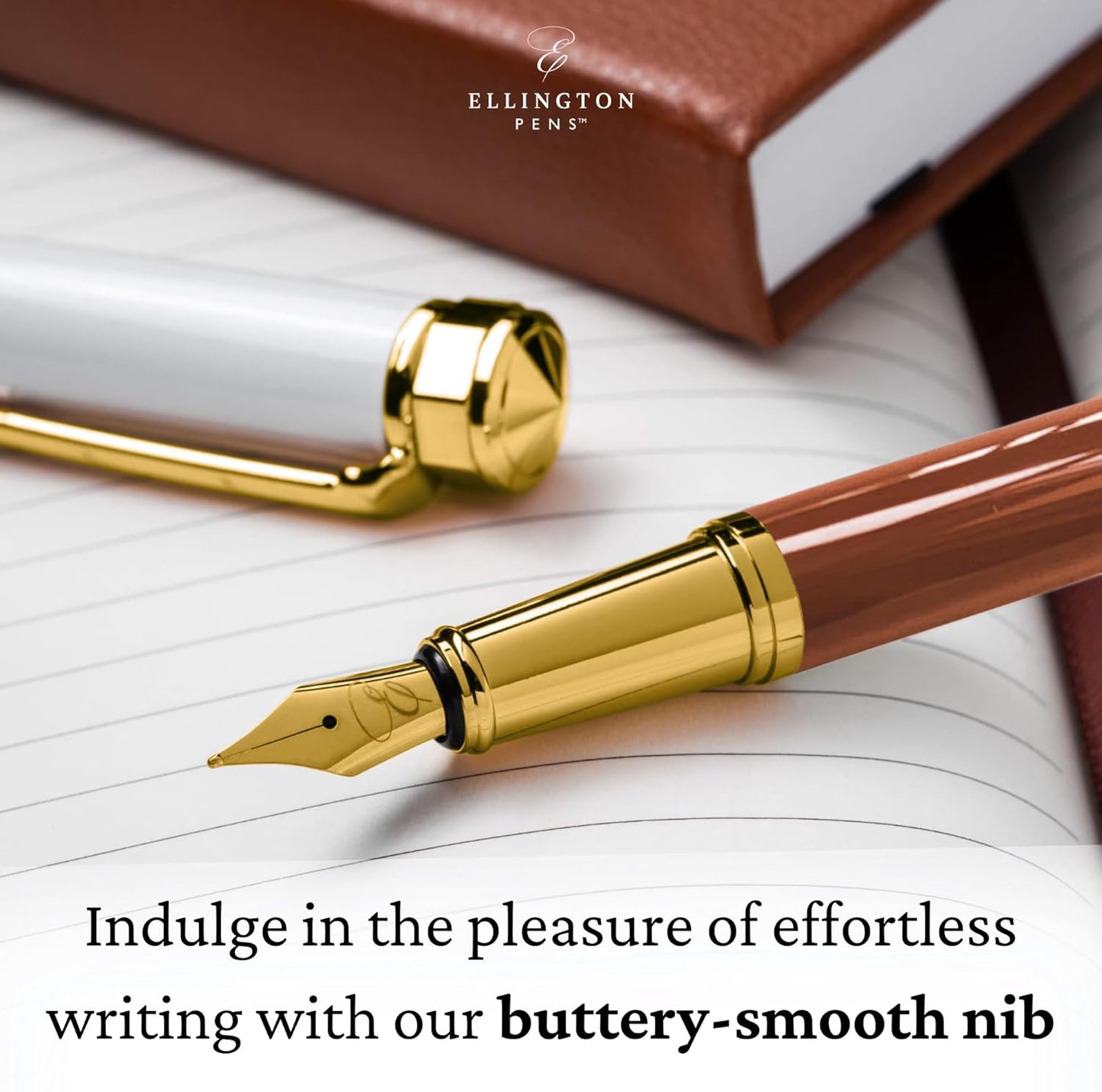 Ellington Pens Luxury Fountain Pen Set- Fountain Pens for Writing - Smooth Extra Fine Nib - Includes Refillable Ink Converter, 3 Ink Cartridges [Black & Blue], Gift Box - Elegant Calligraphy