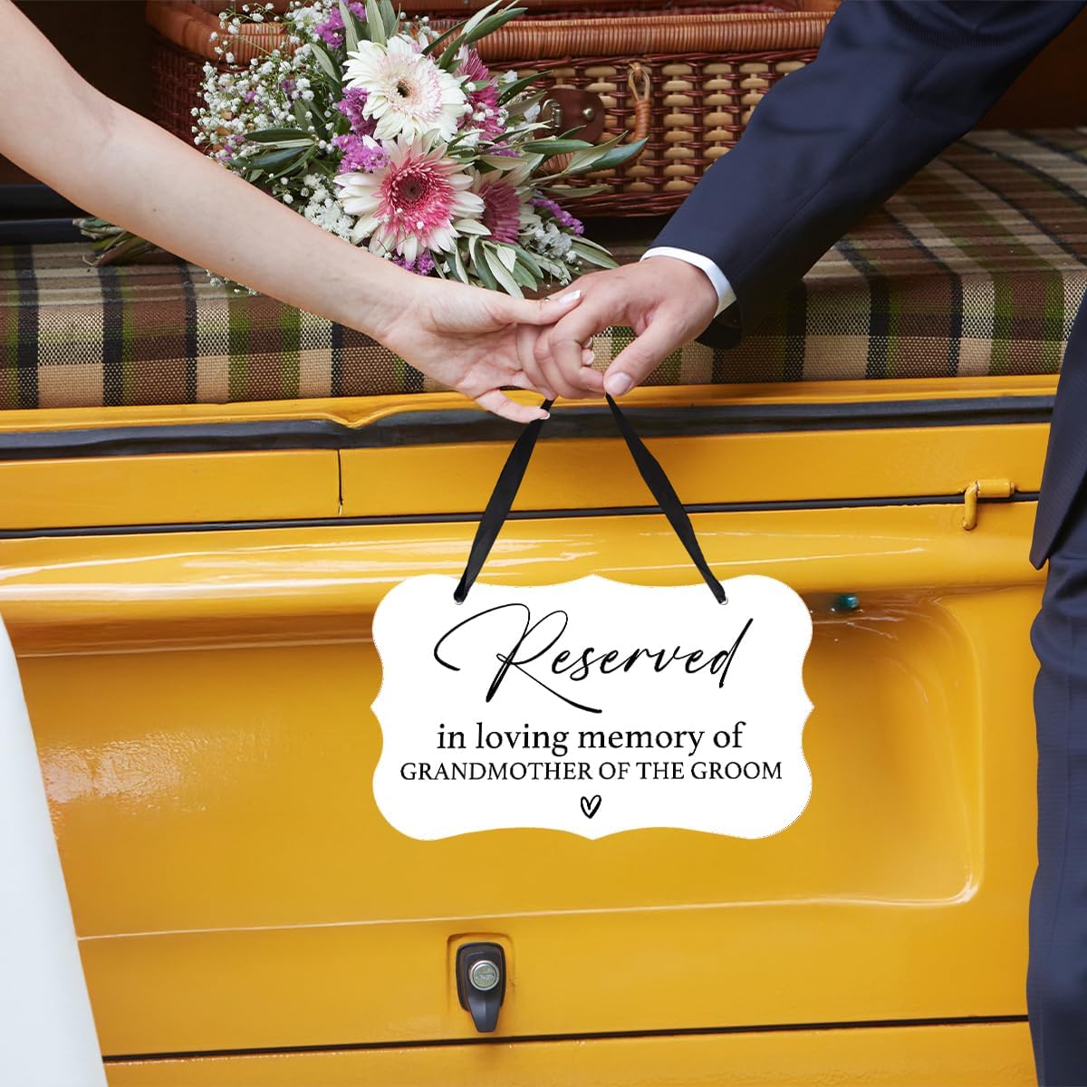 Acrylic Wedding Sign, Ring Bearer Sign, Reserved Seating Signs, for Grandmother of The Groom, Rustic Wedding Decor Signs, Acrylic Wall Art With Ribbon for Chairs Weddings Decor (White)