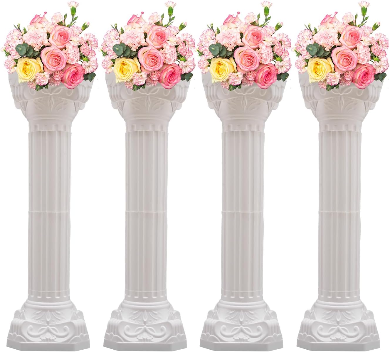 Roman Pillars Decoration Party Flower Pot Columns Set 4Pcs Decor Pedstal Stand 10.63x34.65in Style2 Flower Floral Wedding Party Event Road Decorative Columns (10.63 * 34.65in Style2)