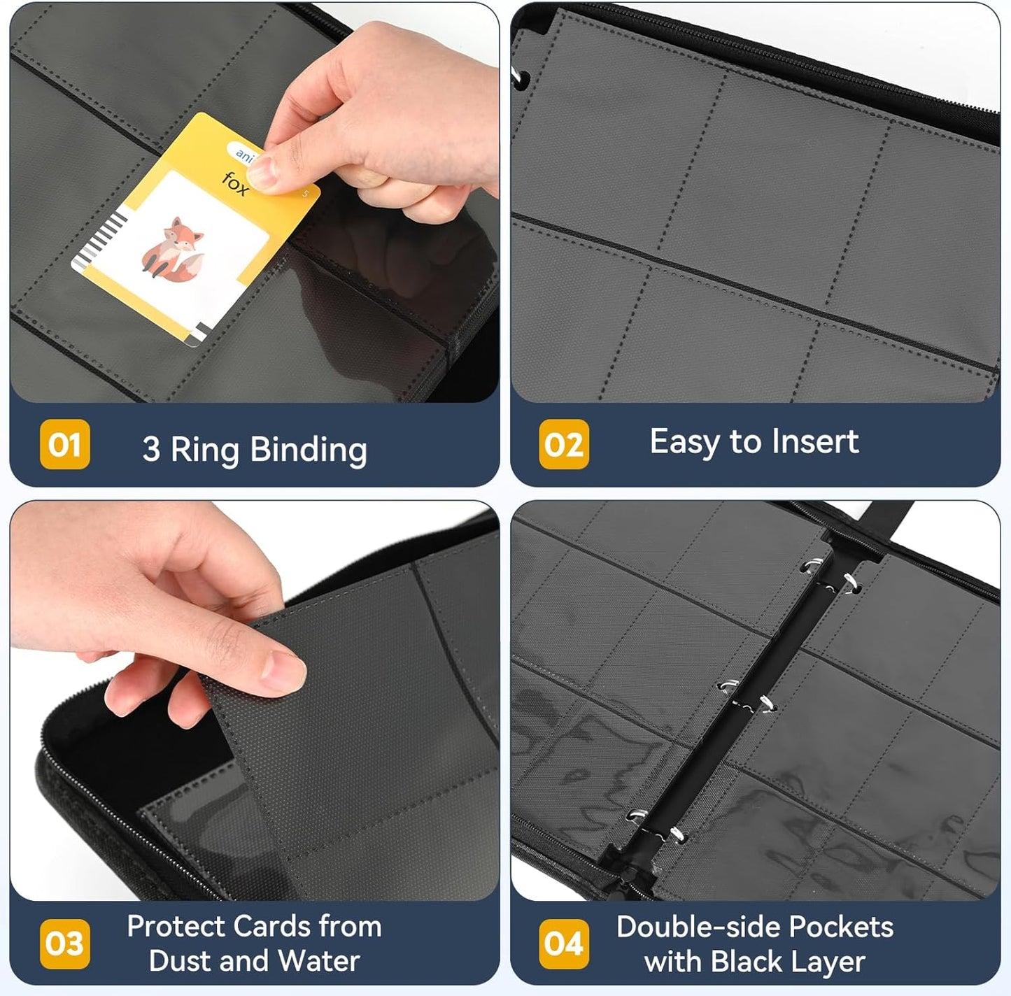 9 Pocket Card Binder, 900 Double Sided Pockets, PU Collection Binder for MTG, TCG, Sports Cards, Black (Carbon Black)