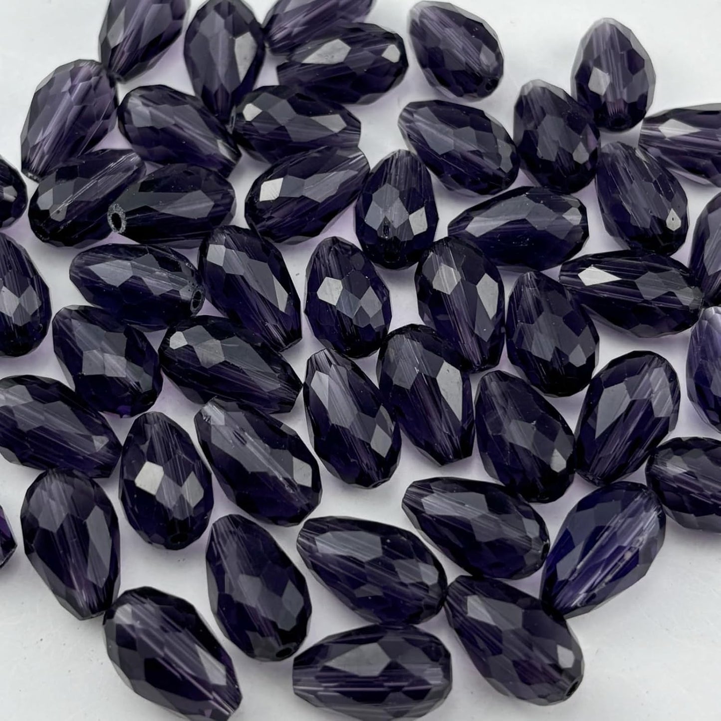 150pcs 4x6mm Teardrop Crystal Glass Beads for Jewelry Making, Faceted Vertical Hole Teardrop Glass Spacer Beads for Wind Chimes Bracelet Earring Necklace DIY Craft(Violet)