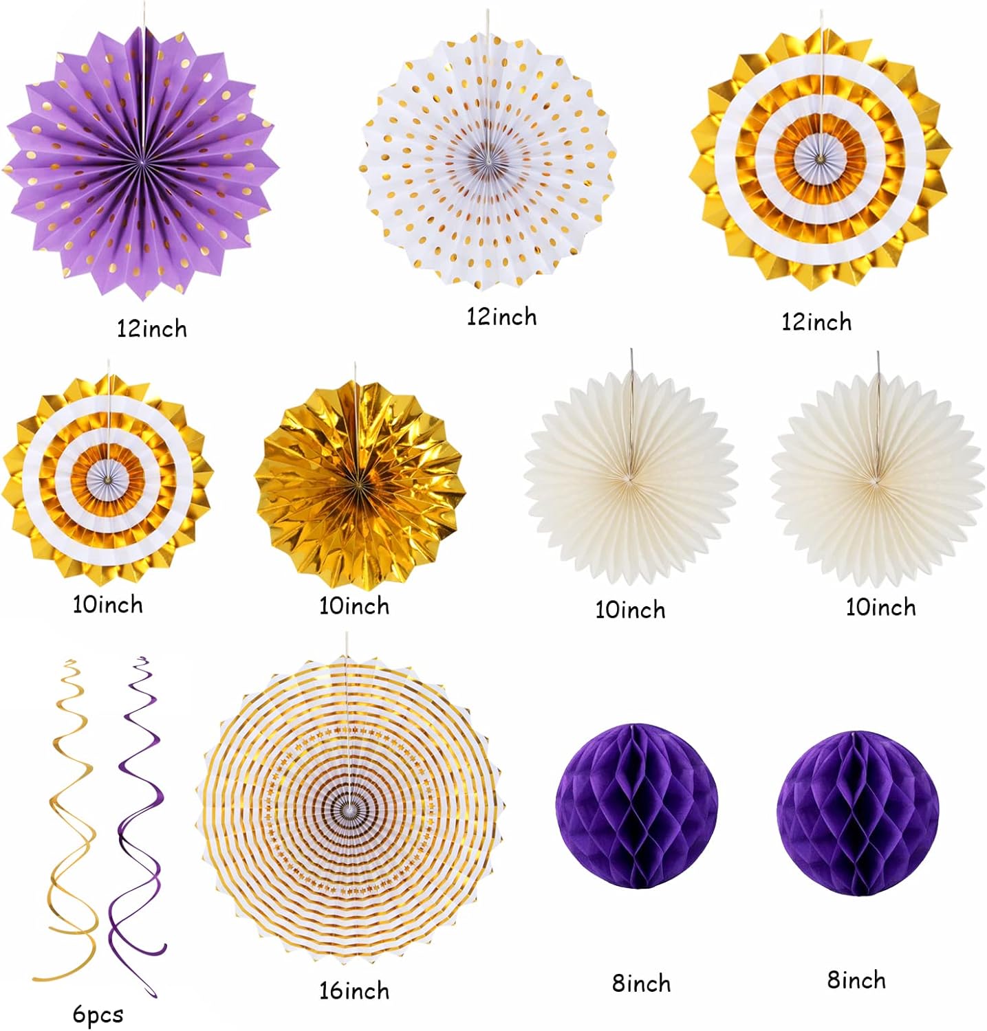 Purple-Gold Graduation Party-Decoration - 33pcs Kits Banner, Streamers Tassel Garland,Tissue Pom Poms Honeycomb, Paper Lantern Fans,Wedding Girl Birthday Baby Bridal Shower Decor Hugtmr