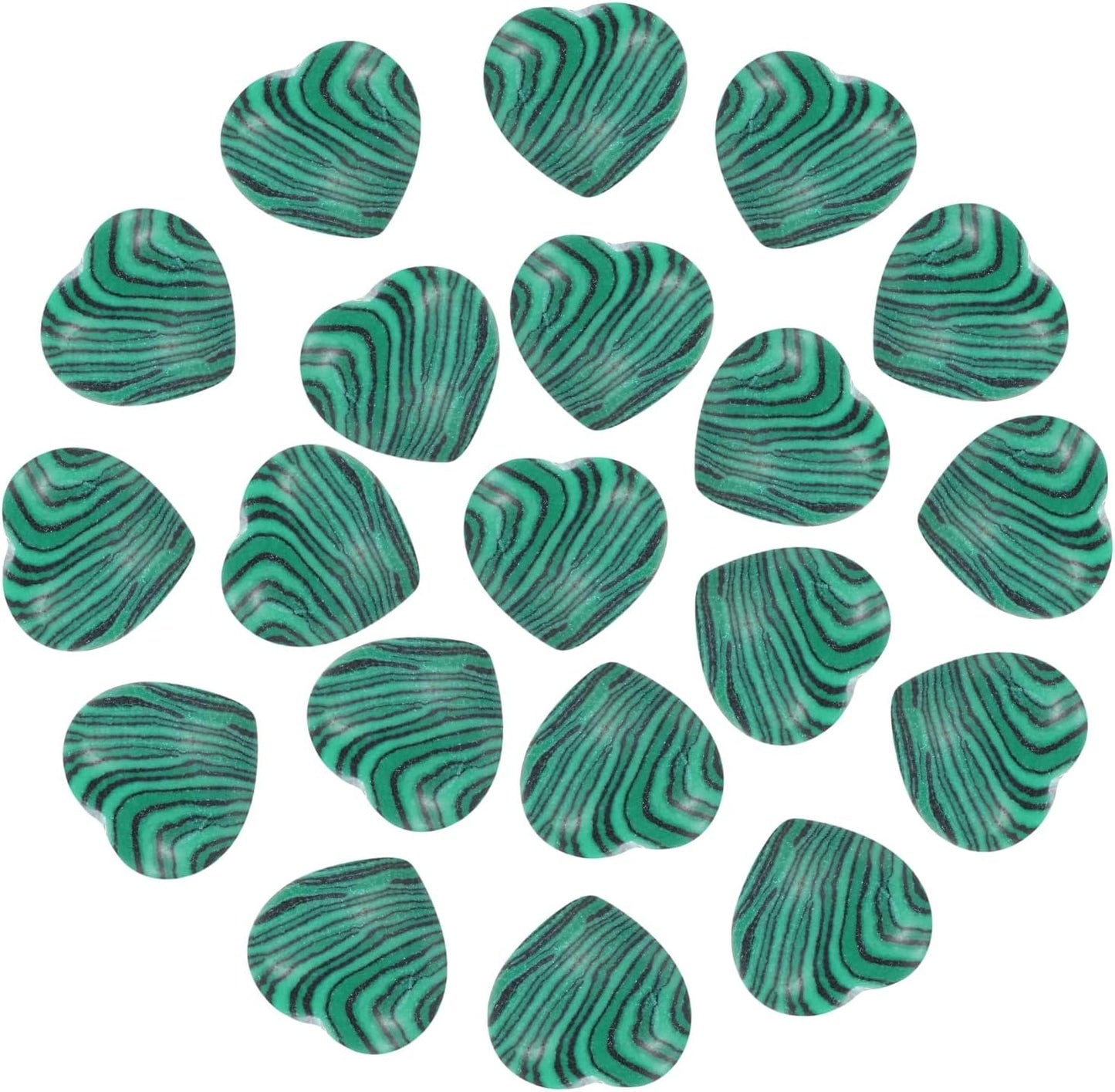 PATIKIL 20 Pcs Natural Heart Shaped Crystal Stone, 0.6 Inch Mini Polished Love Gemstone Crystal, Pocket Rock Engraved Worry Stones for Women Gifts Meditation, Peacock Green