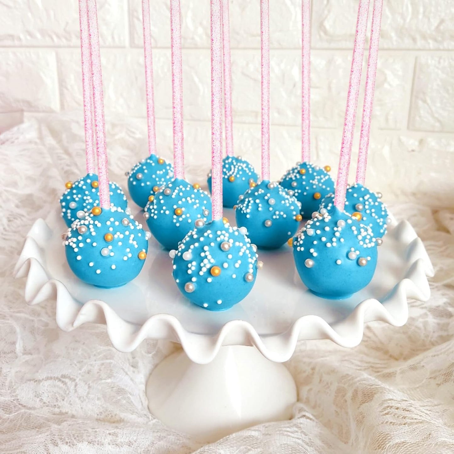 50-PCS Pink Glitter Plastic Swizzle Sticks, Crystal Cake Pops, Cocktail Coffee Drink Stirrers, Lolipop Stick, for Valentines Day Christmas Party, 7.24 Inch