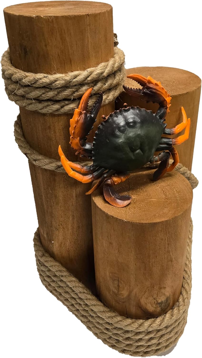 Set of 3 Nautical Wood Piling Decorations – Real Wooden Pier Posts for Coastal, Marine, or Nautical Decor - Huge 5” Diameter Stumps for Beach Home Decor