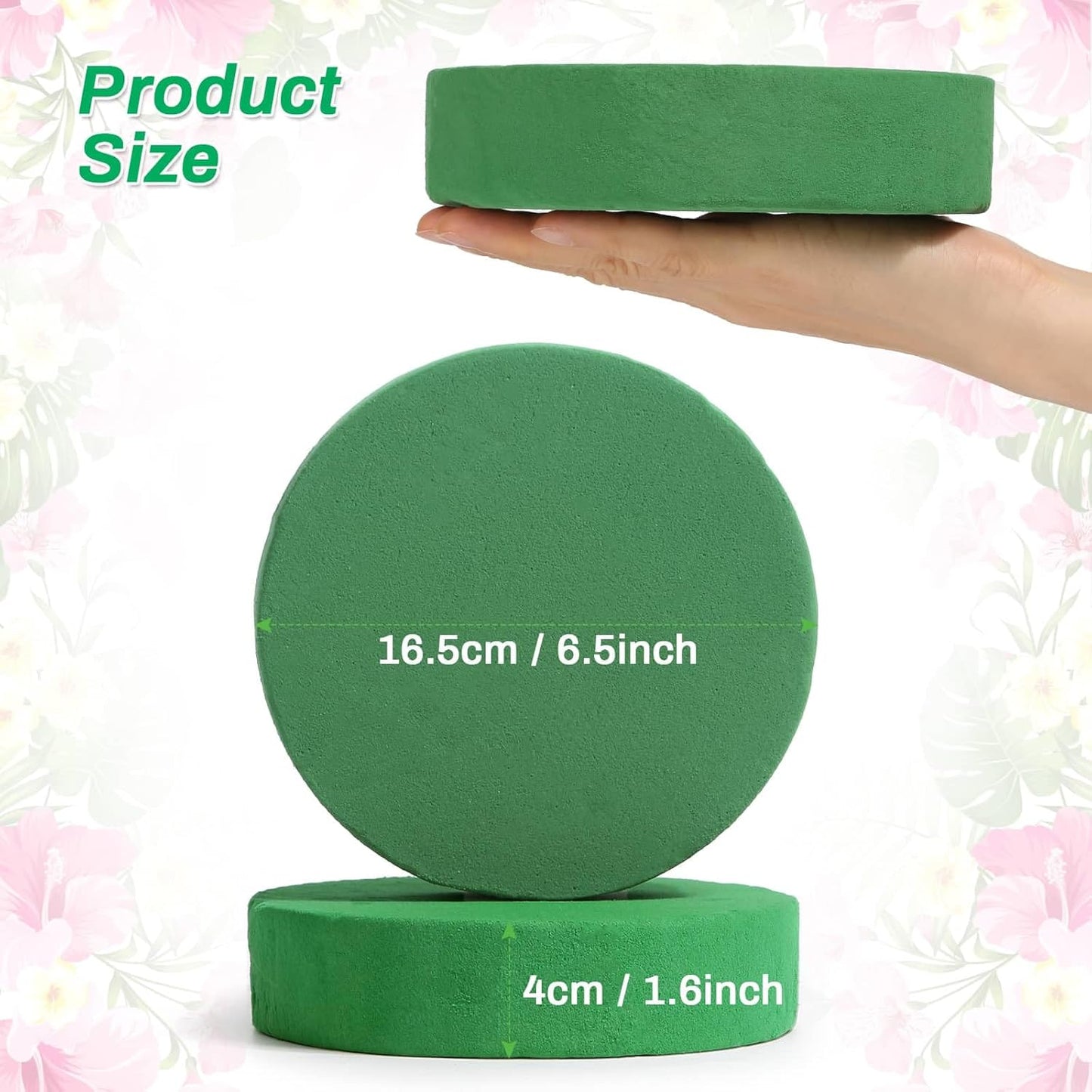 6 Pcs Round Floral Foam Blocks for Flower Arrangements (Diameter6.5”) Large Wet and Dry Green Flower Florist Foam Round for Fresh and Artificial Flowers, Plant Decorations