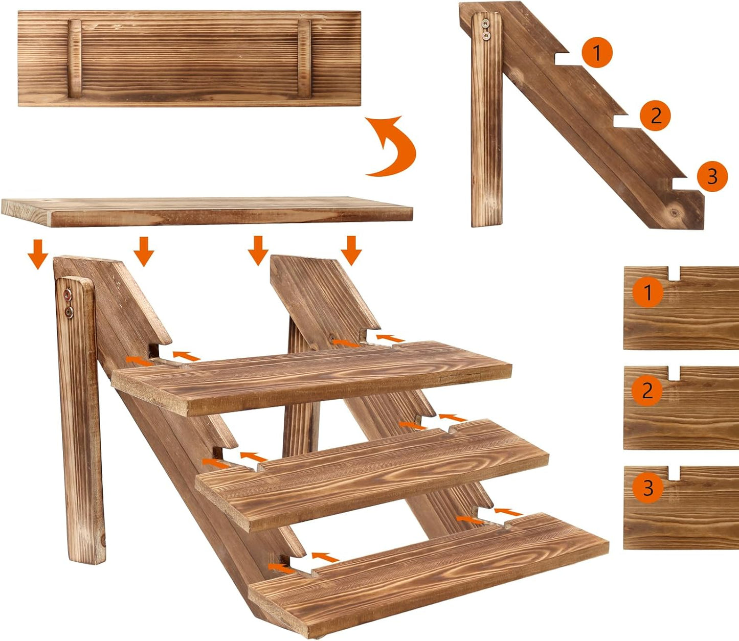 SwallowLiving Wooden Rustic Cupcake Stand for 24 Cupcakes, Stepped Wood Display Stand for Weddings, Tiered Party Table Display Riser for Food , Dessert, Cookie, Decor, Craft Show, Burnt