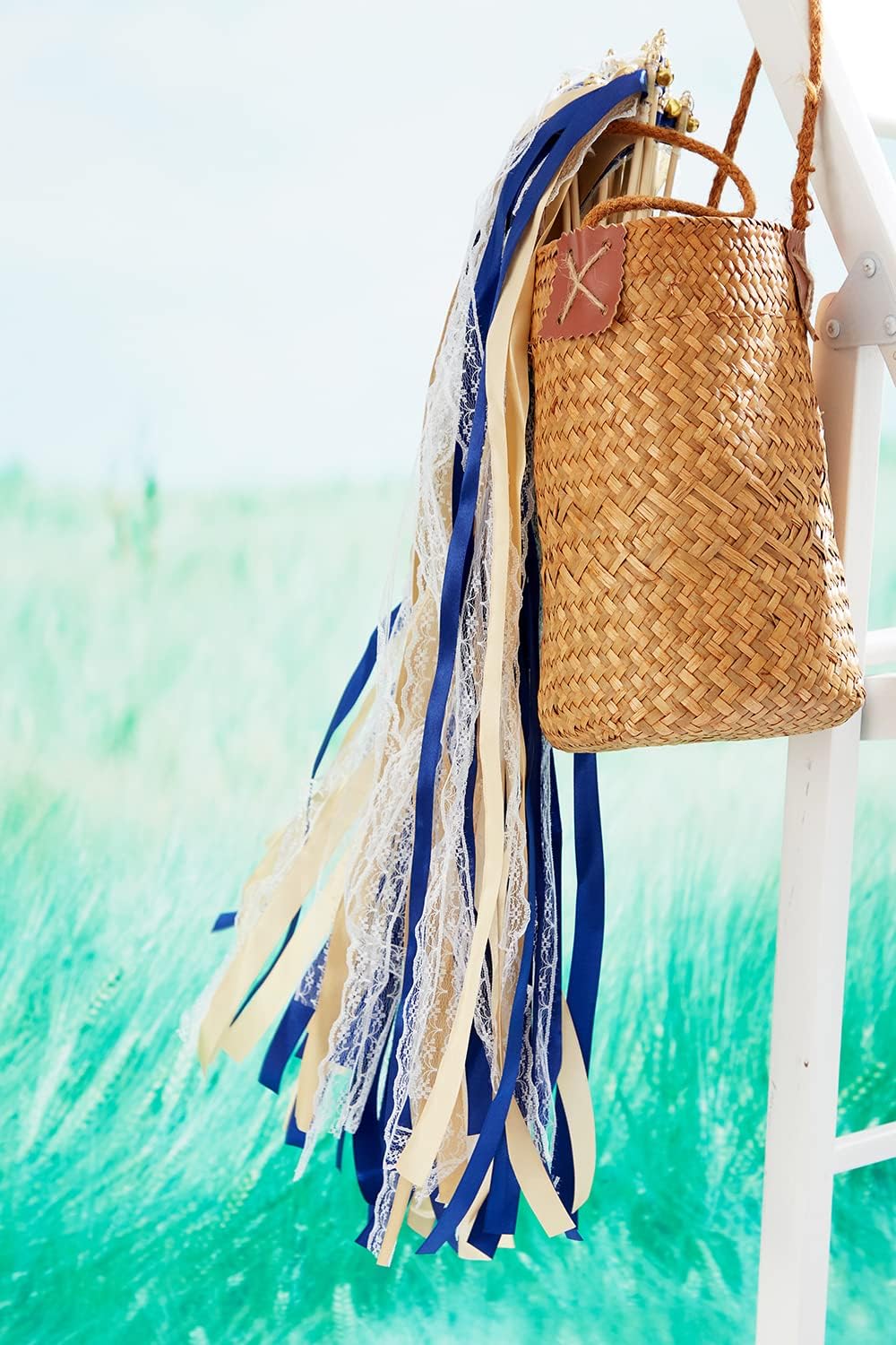 100 Pack Ribbon Wedding Wands Sticks Wedding Party Favors Streamers with Gold Bells and Lace Silk Fairy Wand for Party Activities Baby Shower Holiday Celebration