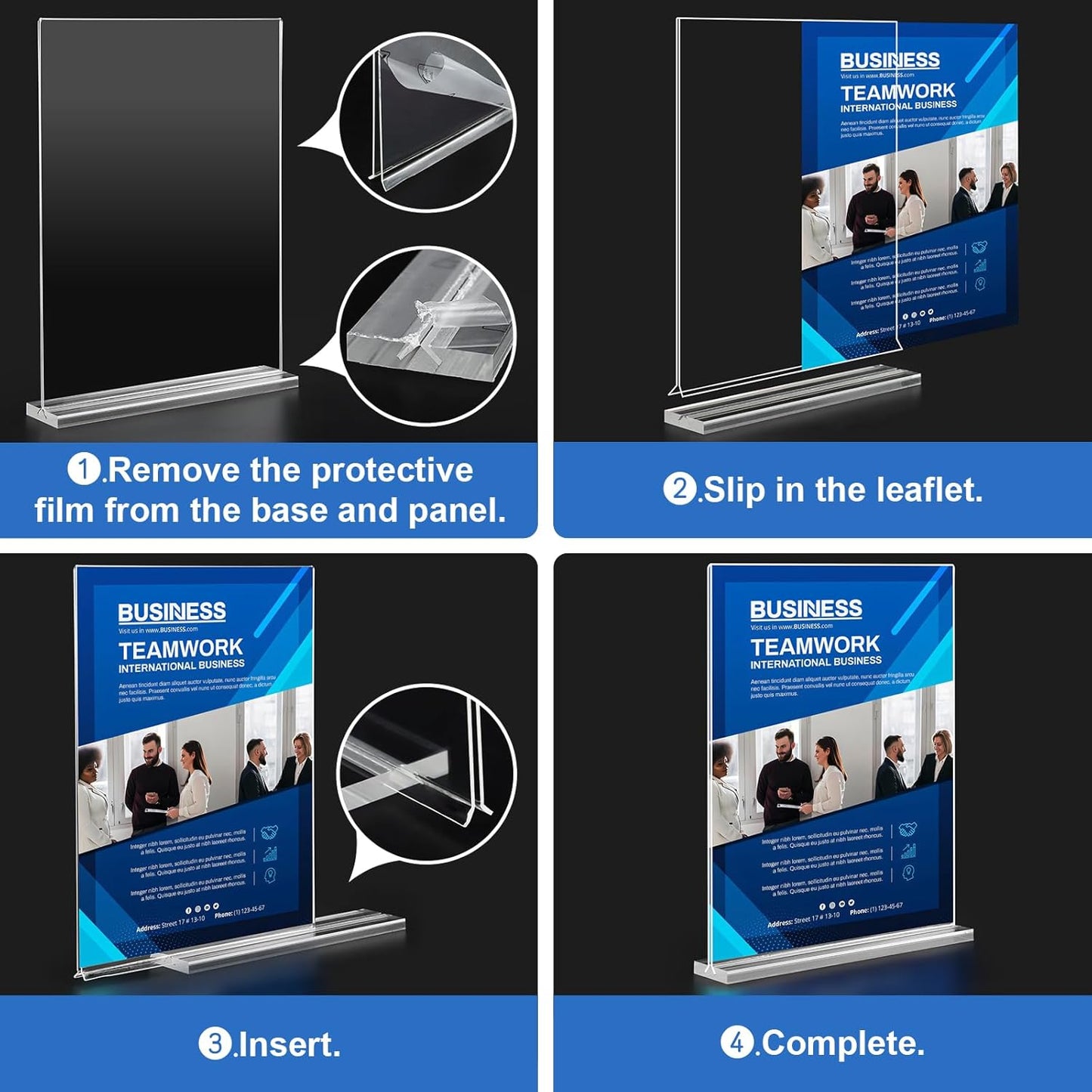 Acrylic Sign Holder 8.5 x 11,10 Pack Clear Sign Holder Double Sided Table Menu Vertical Desktop Display Stand Paper Flyer Holder Tabletop Sign Holder Suitable for Restaurants, Office, Store, Hotels