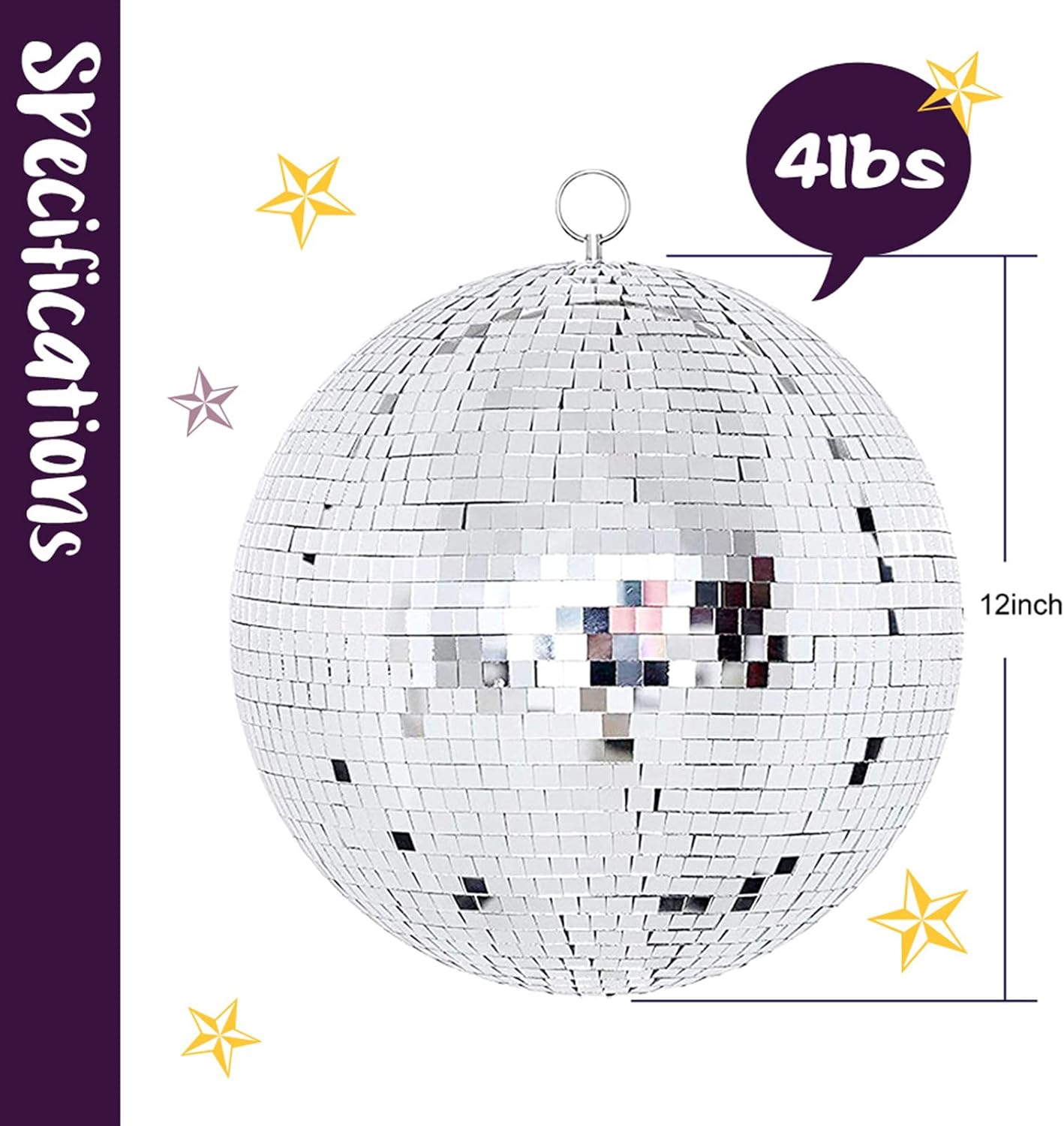 Youdepot Disco Ball 12-Inch – Large Mirror Ball Hanging Party Decor for Weddings, Events, and Dance Parties