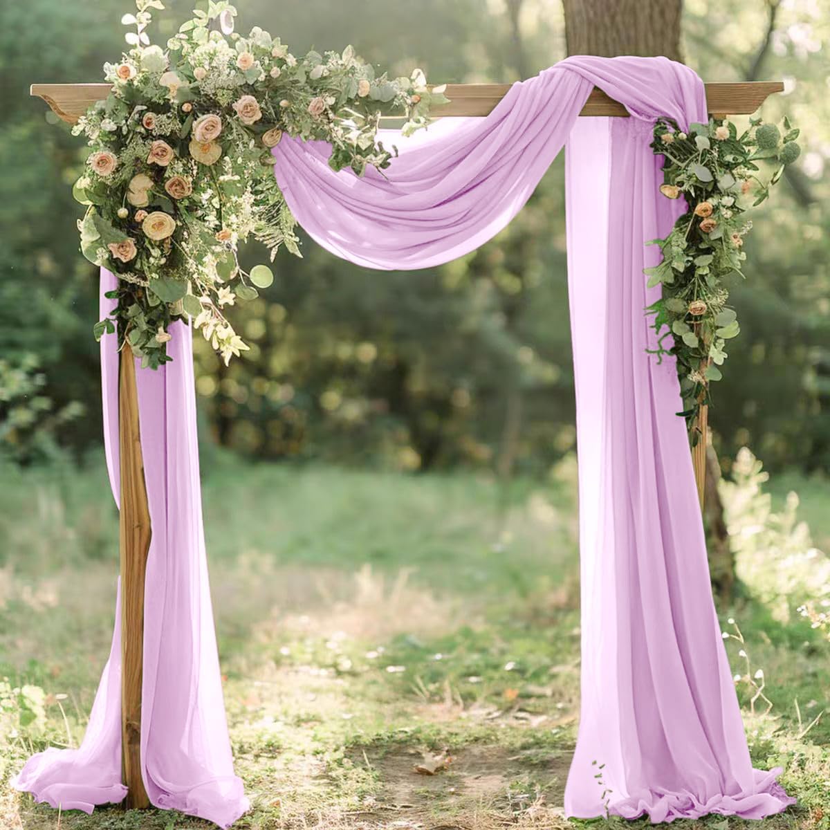 Lilac Elegant Arch Draping Fabric 2 Panels Outdoor 29" × 20Ft Sheer Chiffon Curtain Drapes for Fall Wedding Ceremony Birthday Party Garden Brunch