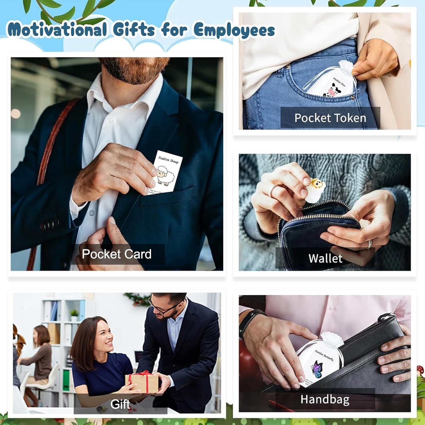 50 Set Employee Appreciation Gifts Bulk for Thank You Staff Back to School Student Teacher Coworker Nurse Pocket Gift End of Year Student Gifts Animal Pun Inspirational Note Cards Office Favors