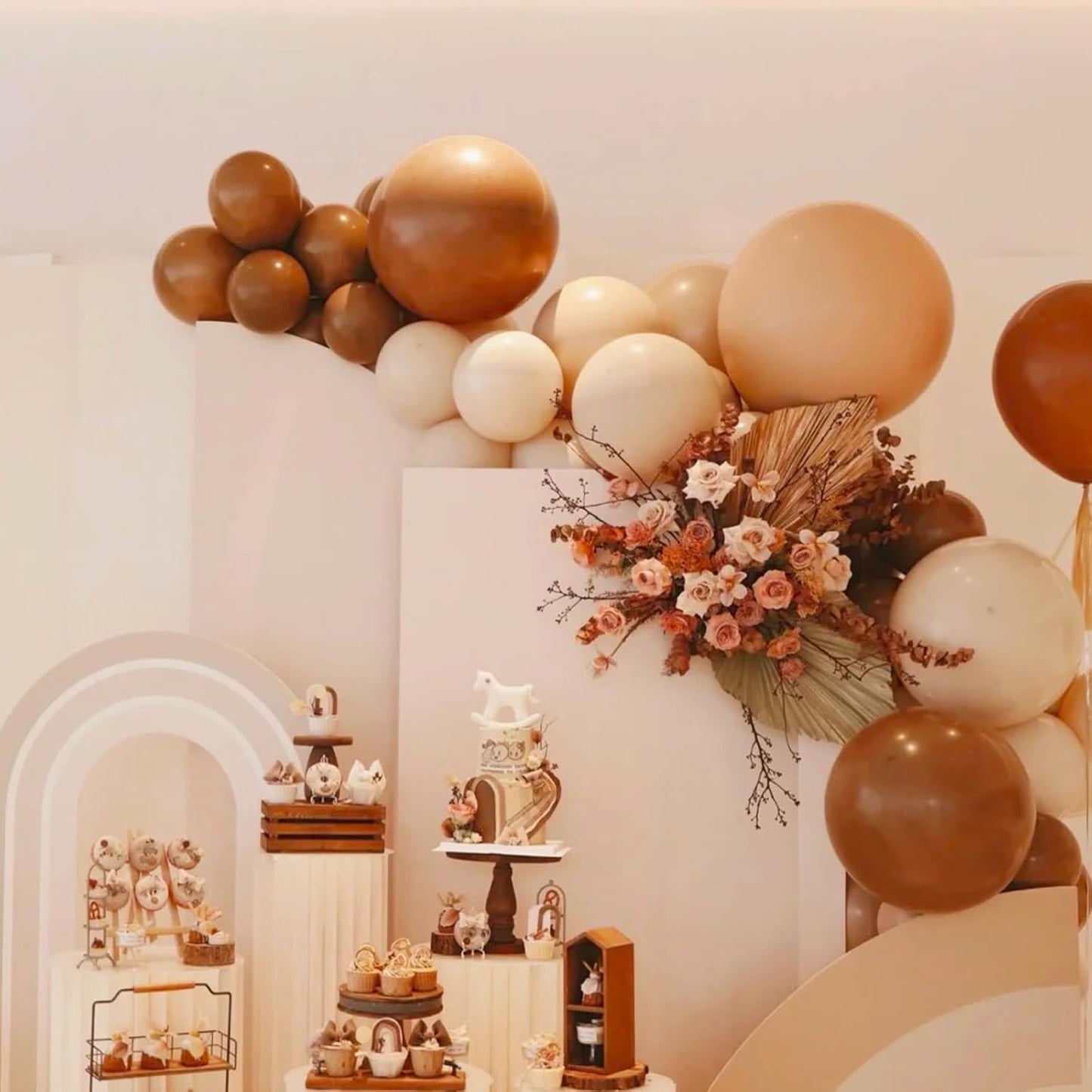 90pack Coffee Balloons Different Size 18/12/10/5 Inch Coffee Balloon Garland Arch Kit for Graduation, Wedding, Birthday, Thanksgiving Day Party, Baby Shower, Anniversary Party Decorations