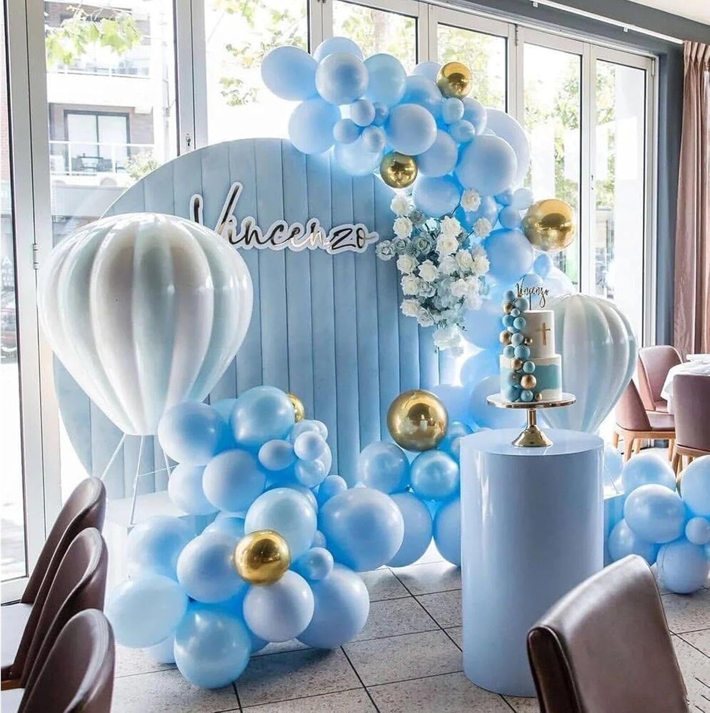 412pcs Pastel Blue Balloon Garland Arch Kit 18 12 10 5 Inch Different Sizes Light Blue Latex Balloons for Baby Gender Reveal Shower Birthday Festival Happy Sky Blue Theme Anniversary Party Decoration