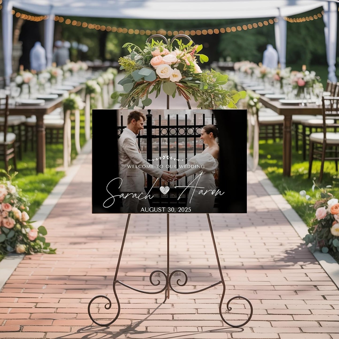 Personalized Wedding Welcome Sign for Bride & Groom, Customized Welcome to The Night Board for Ceremony or Reception, Bridal Party, Canvas Poster Decor for Weddings with Photo