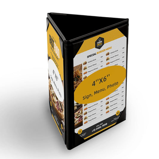 Menu Covers - Set of 10 Double-Sided Table Tent Cards for Restaurant, Dinner Party, and Bar Menus - Includes Bill Holder and Reserved Seating Signs - Easy to Clean and Foldable (20, 4"x6"Trifold)