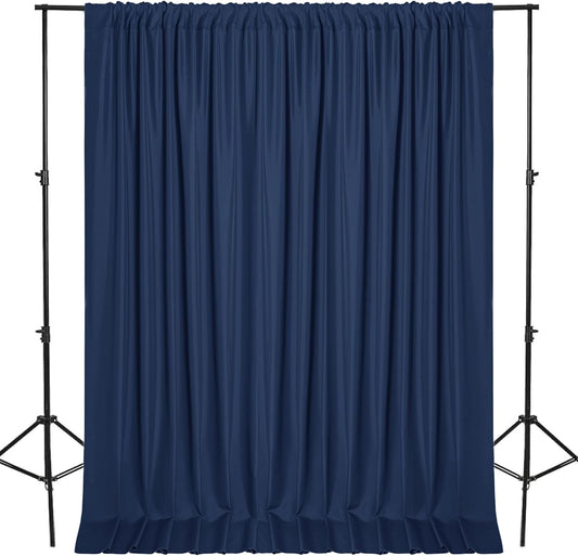DWCN 10x7 FT Navy Blue Backdrop Curtains for Parties, Photography Backdrop Drapes with Rod Pockets for Wedding Decorations Stage Birthday Family Gatherings, 2 Panels 5ft x 7ft