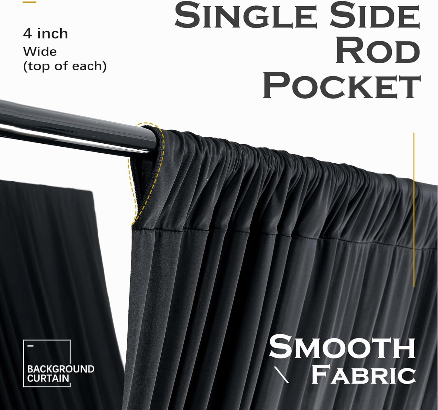 PartyVillage 10 Panels 5ftx30ft Black Ceiling Drapes for Halloween Parties – 30 FT Extra Long Thick Polyester Wrinkle-Free Drapery Tent Decor Decorations for Birthday Party Ceremony Stage Swag