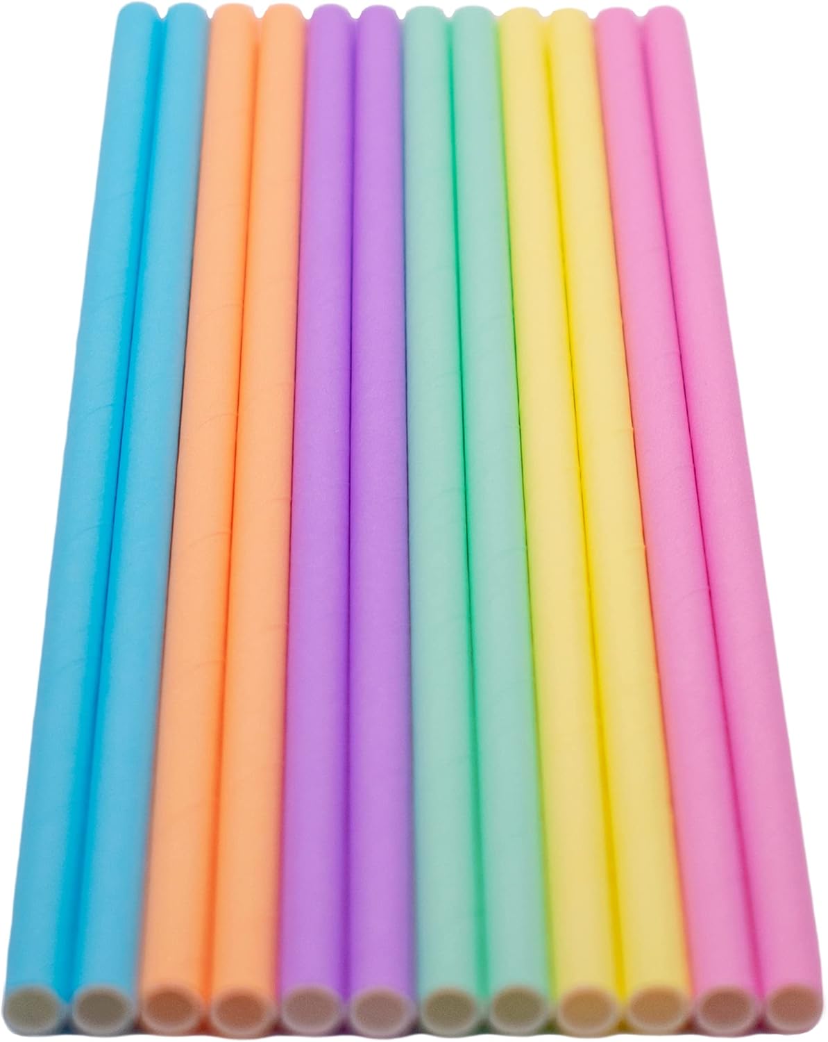 Pack of 300 Assorted Pastel Biodegradable 4-Ply Paper Drinking Straws (Compostable, Non-toxic, BPA-free)