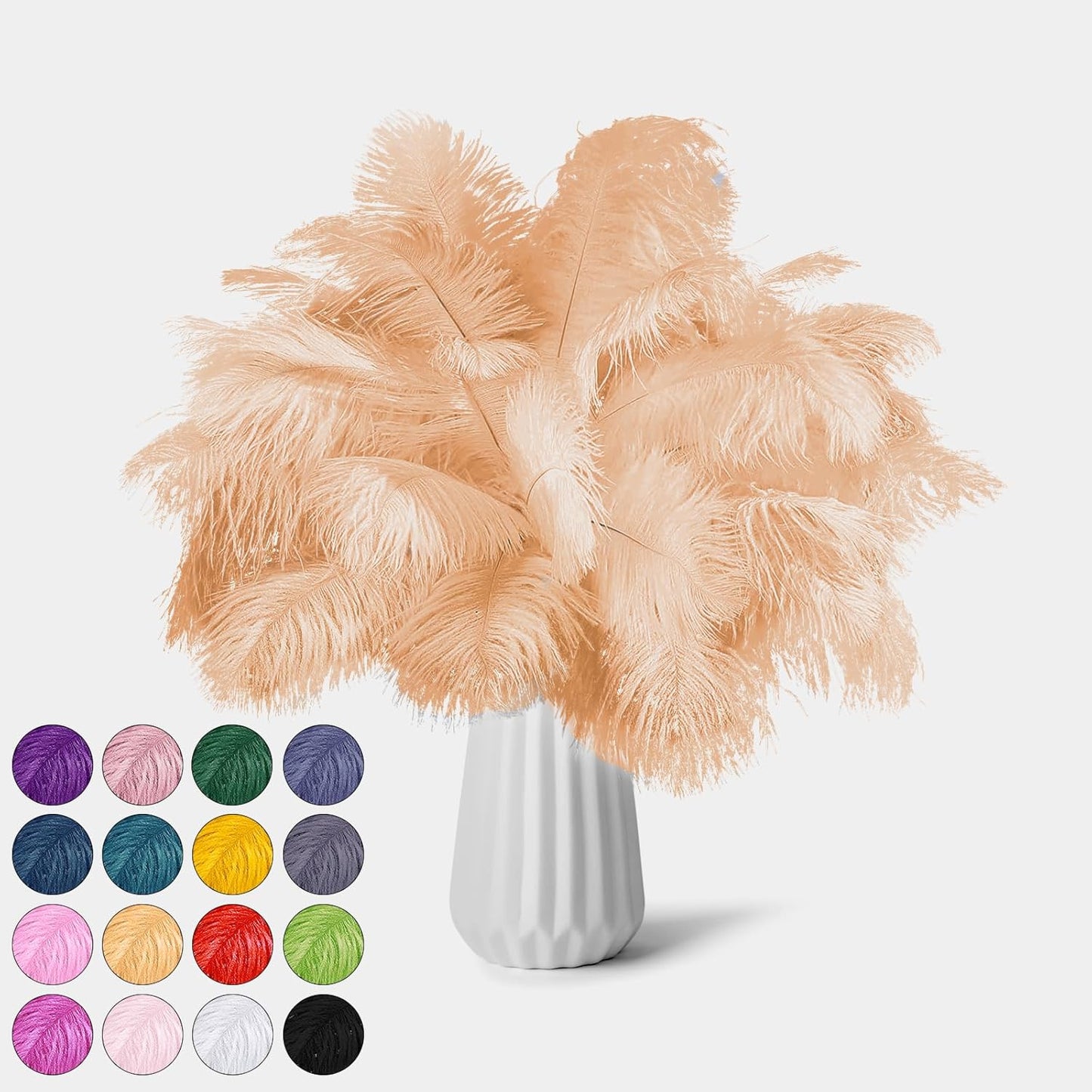 NEWONG 30pcs Champagne Ostrich Feathers Natural Bulk 8-10inch(20-25cm) Vase Craft Wedding Home Party Centerpieces Christmas Day Decoration
