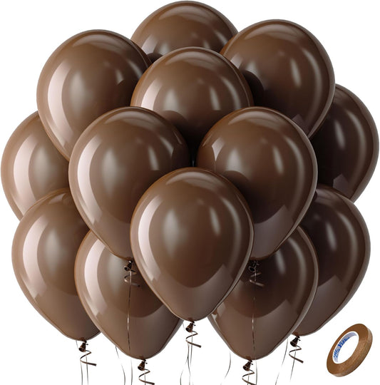 Bezente Brown Balloons Latex Party Balloons - 100 Pack 12 inch Round Helium Dark Brown Balloons for Birthday Bridal Shower Wedding Graduation Anniversary Party Decorations