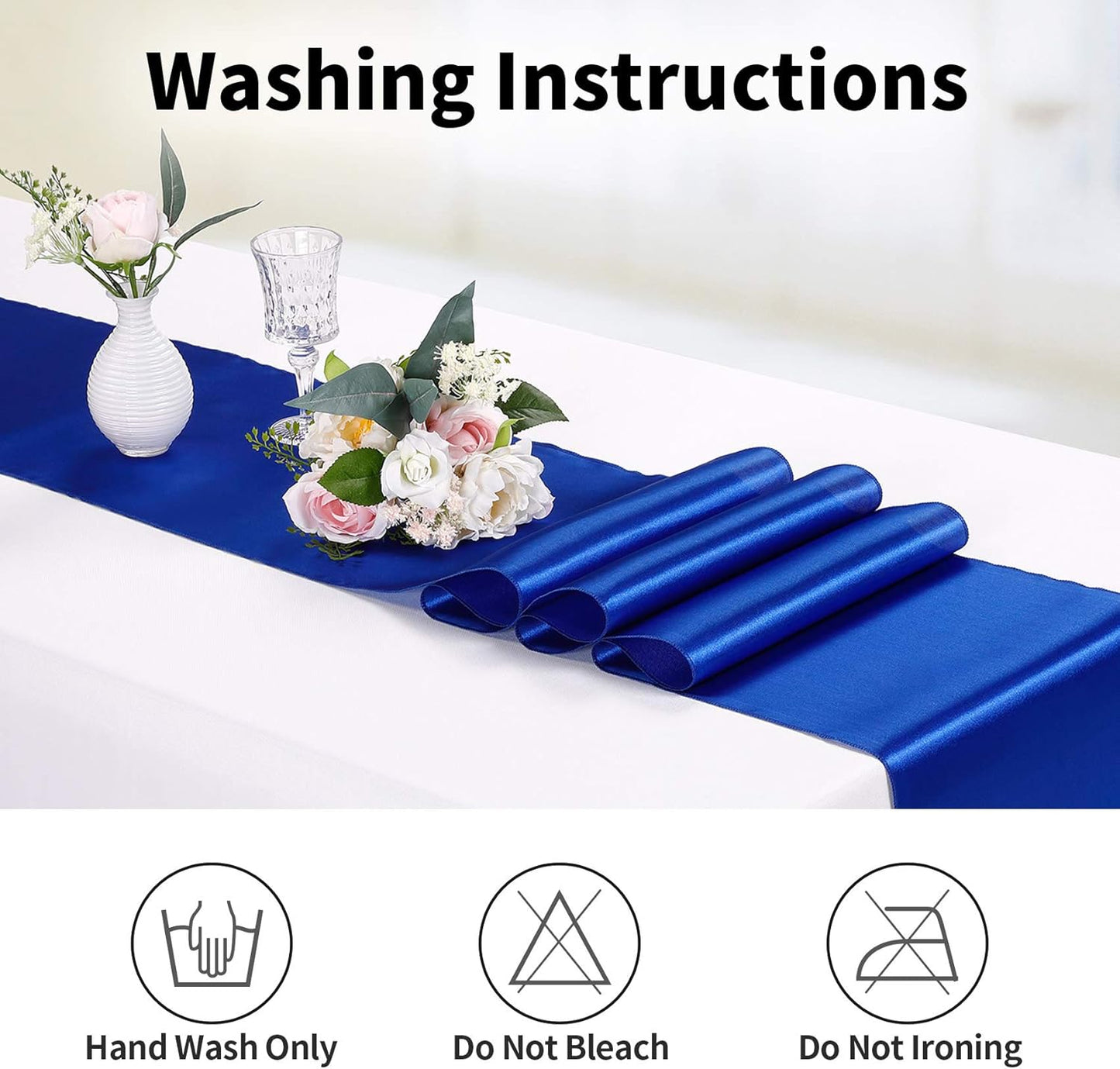 10-Pack Satin Table Runner Royal Blue 12 x 108 inches Long, Table Runners for Wedding, Birthday Parties, Banquets Decorations（10 Pack, 12x108 Inch, Royal Blue）