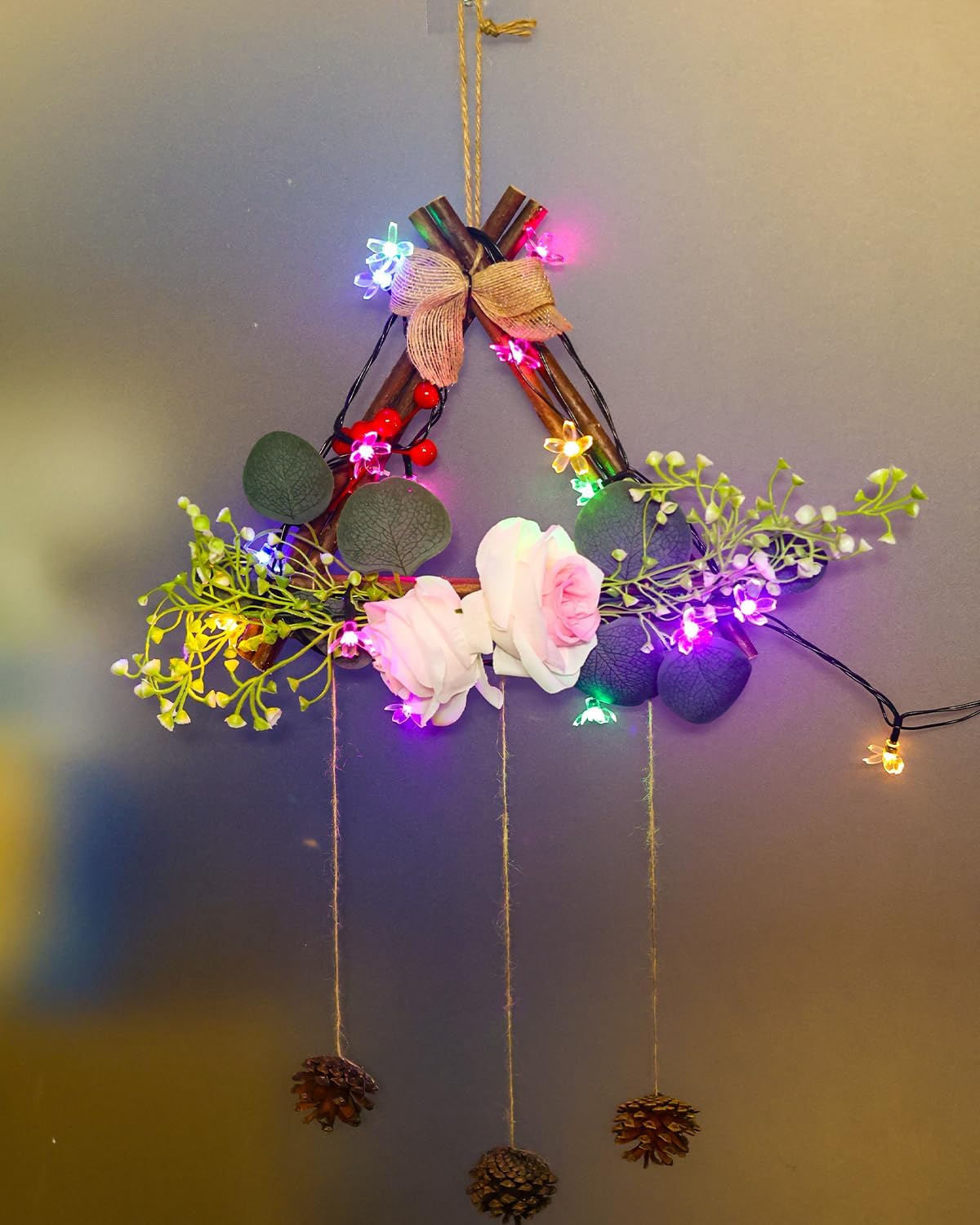 Pastel Flower String Lights Indoor Decorations, 33ft 100 LED USB Plug in Aesthetic Cherry Blossom Floral Lamp for Christmas Tree Vines Wall Ceiling Spring Garden Hanging Decor, Multicolored