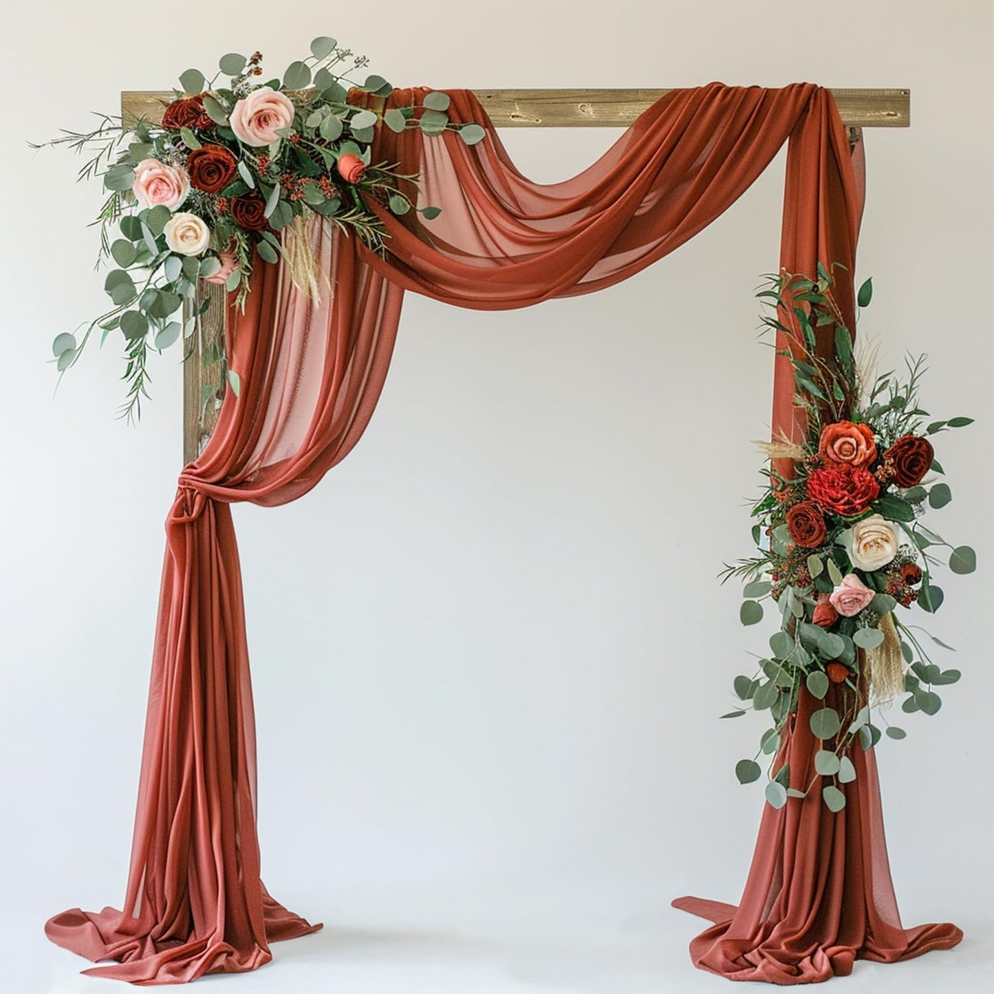 Wedding Arch Draping Fabric 1 Panel 28.7" x 20FT Terracotta Sheer Chiffon Backdrop Drapes for Wedding Ceremony Birthday Party Bridal Shower Outdoor Decoration