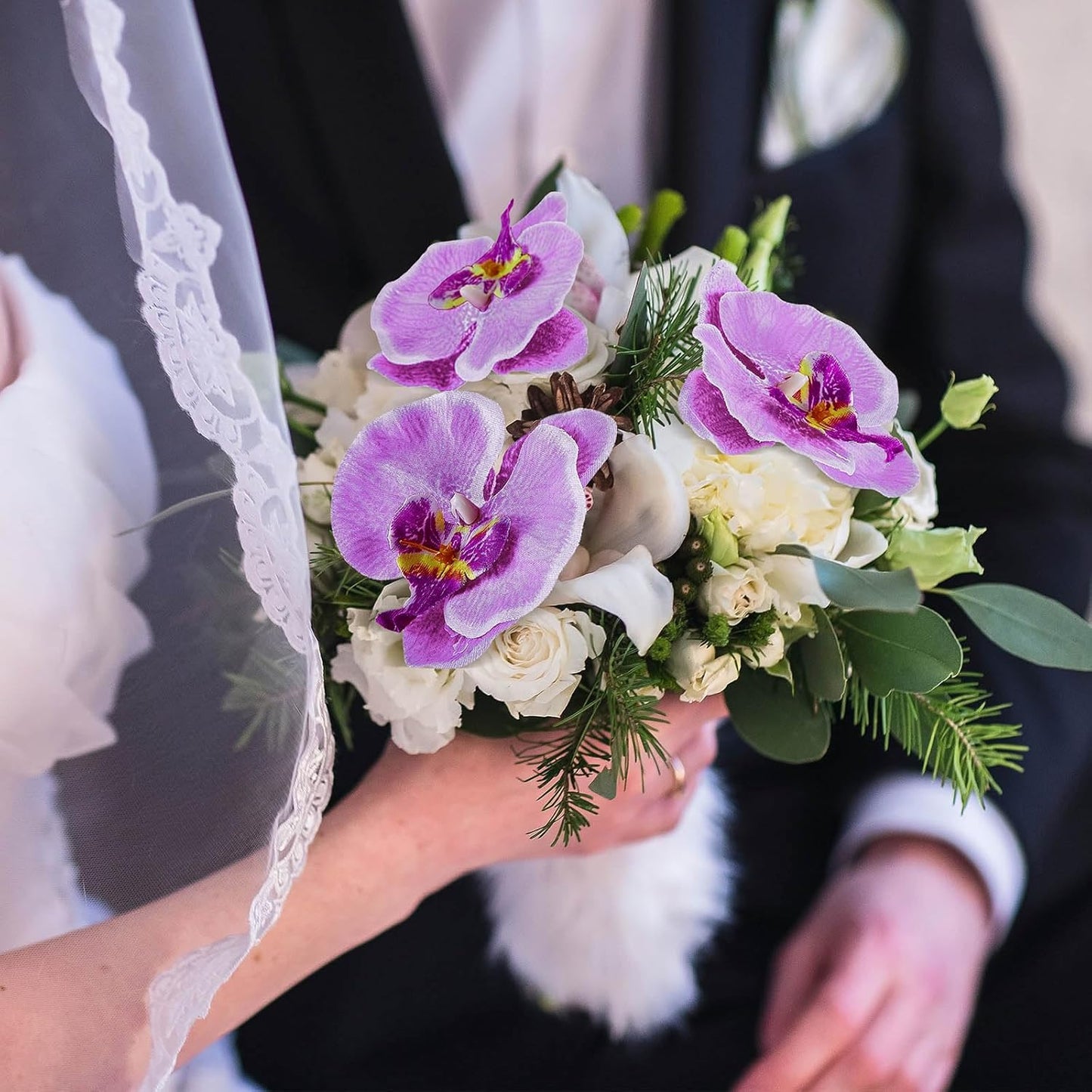 40 Pieces Orchid Petals Artificial Decorations Wedding Party Orchids Heads Flowers Faux Silk Phalaenopsis Butterfly Flower Heads for DIY Craft Home (Light Purple)