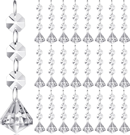 Nuenen 100 Pcs Hanging Crystals for Centerpieces Acrylic Chandelier Garland Beads Strands Prism Decorations Clear Teardrop Chandelier Crystals Pendant Wedding Home Garden Outdoor Ornaments(Diamond)