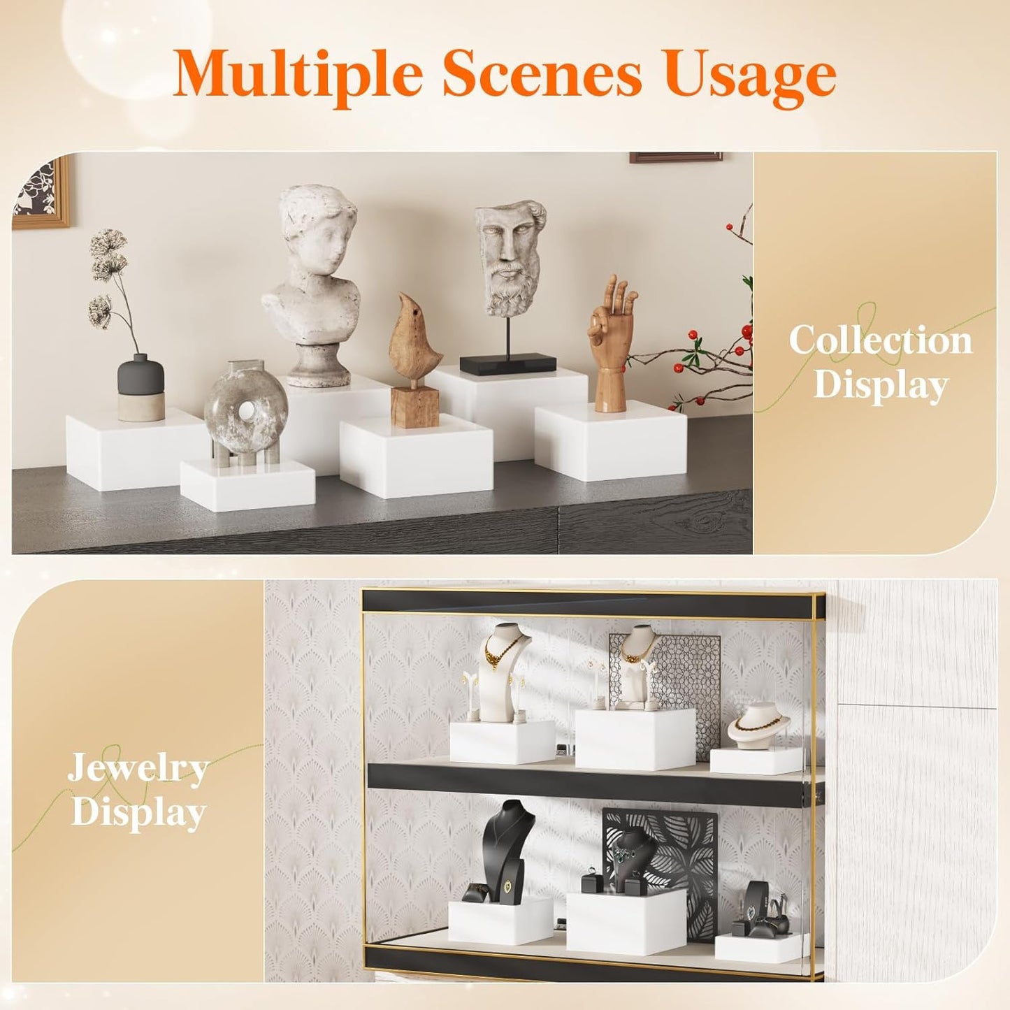 Lifewit Buffet Risers and Stands Up to 7.8", Food Risers for Buffet Table, Catering Dessert Cake Stand for Party, Collectibles Jewelry Display Stand, White Cube Boxes Nesting Risers, 3 PCS