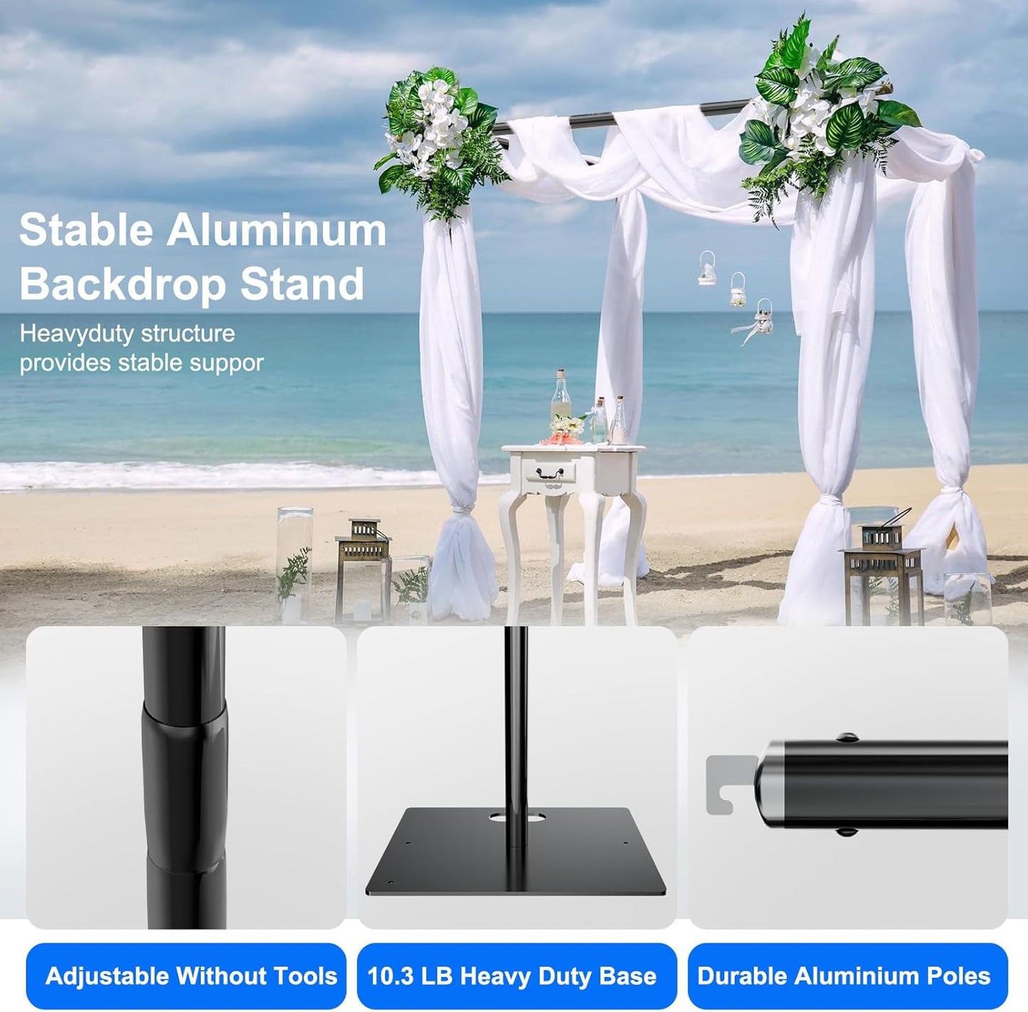 Pipe and Drape Backdrop Stand Kit Backdrop Stand For Parties 10x10 FT Adjustable Photo Backdrop Stand Heavy Duty Background Stand for Wedding Banquet Decorations Black