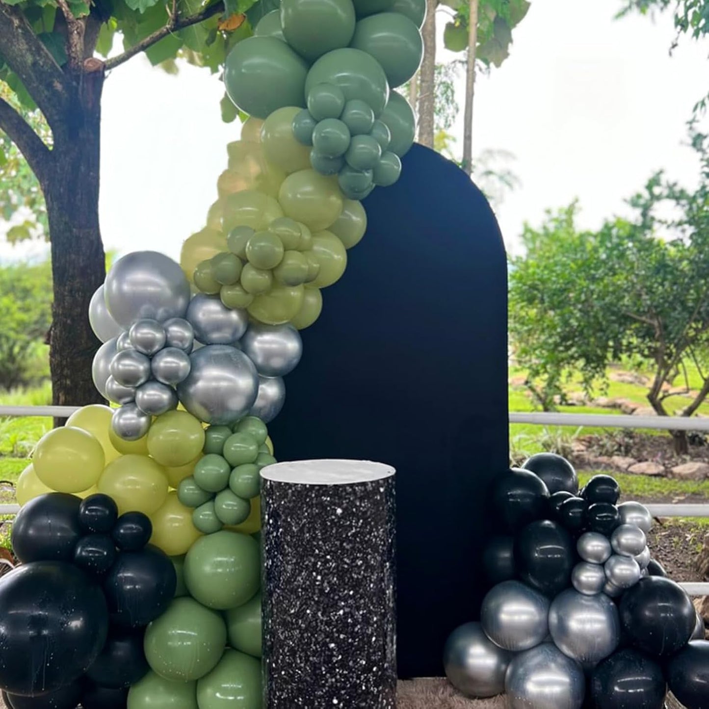 Green and Brown Balloons, 52 PCS 12 Inch Metallic Chrome Silver Light Green Fruit Green Black Brown Latex Balloons, Camping Game Jungle Theme Camo Birthday Baby Shower Army Party Decorations