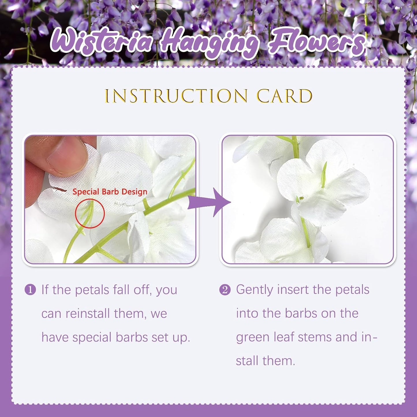 12 Pack Purple Wisteria Hanging Flowers, 3.44 Ft Fake Hanging Flowers, Artificial Wisteria Garland Vines for Wedding Room Backdrop Outdoor Patio Garden Decoration