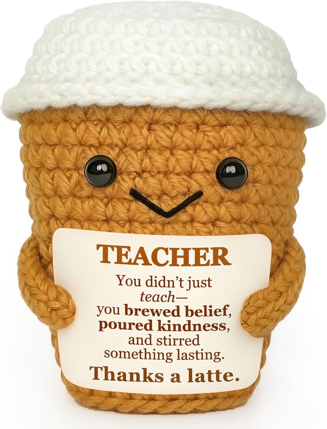 Teacher Appreciation Gifts for Women Men, Birthday Thank You Gift for Mentor Professor, Cute Funny Positive Esspresso Emotional Crochet Handmade Support Coffee Gifts