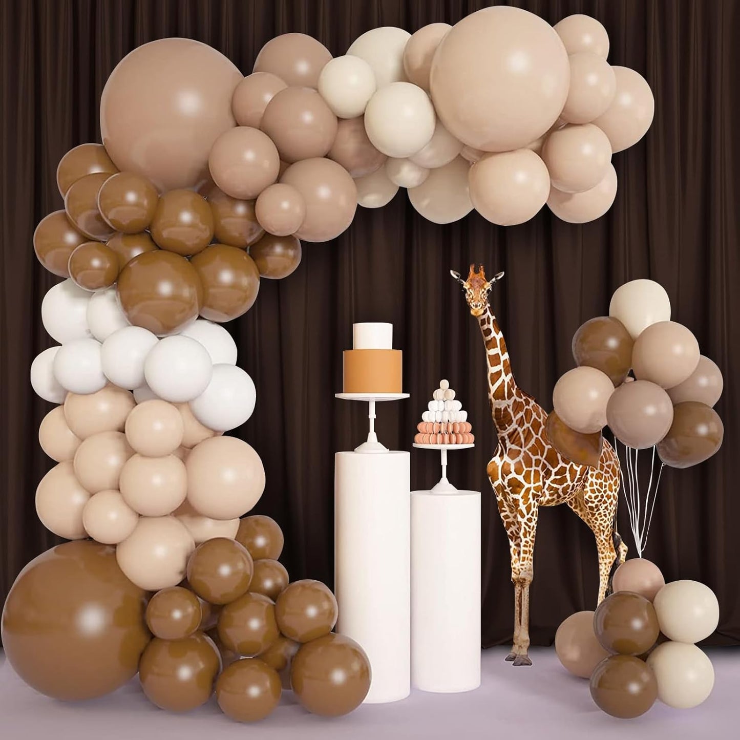 DWCN 10x7 FT Backdrop Curtains for Parties, Photography Backdrop Drapes with Rod Pockets for Wedding Decorations Stage Birthday Family Gatherings, 2 Panels 5ft x 7ft, Brown