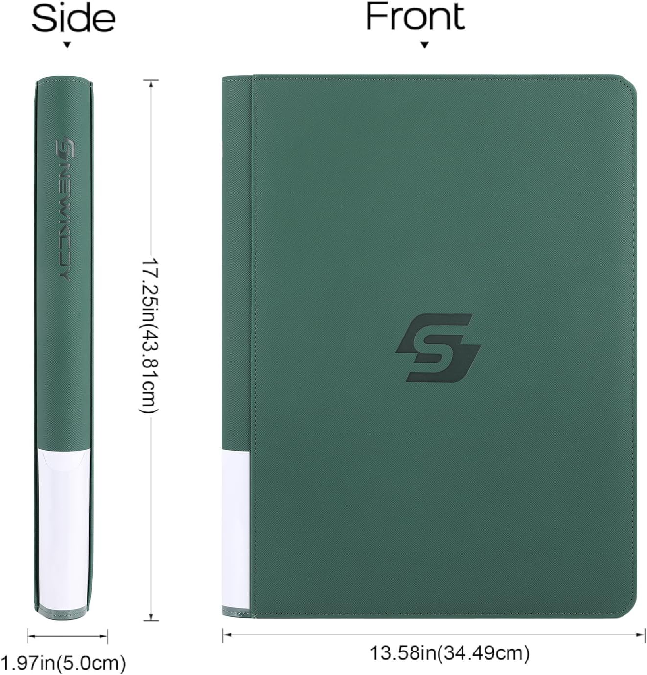 Snekdy premium 1024-pocket trading card binder, 16-pocket cards album, waterproof PU-leather Cover album with side loading, holds gaming, baseball, basketball & sports cards Green