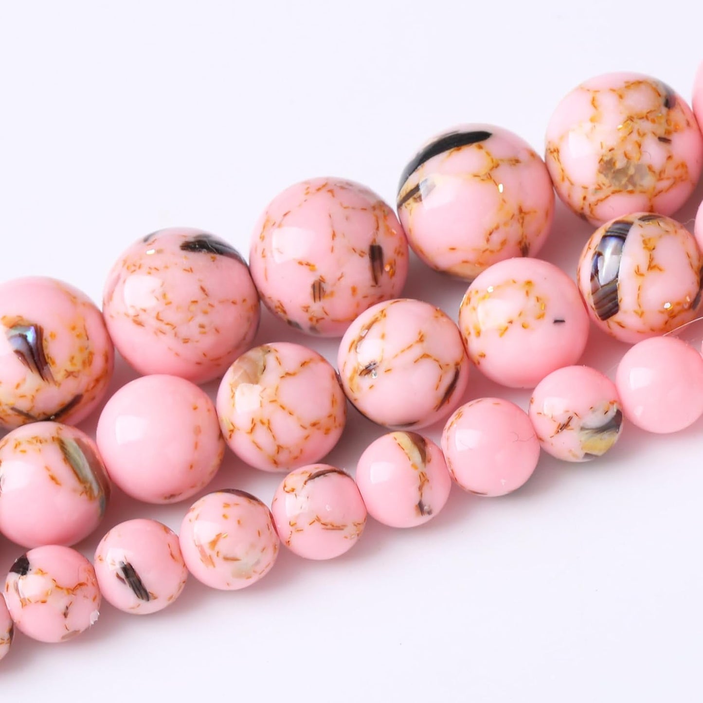 Pink Shell Turquoise Stone Beads Gemstone Round Crystal Energy Jade Beads Stone Beads for Jewelry Making DIY Bracelet Necklace Jewelry Making 1 Strand 15.5inch 4MM