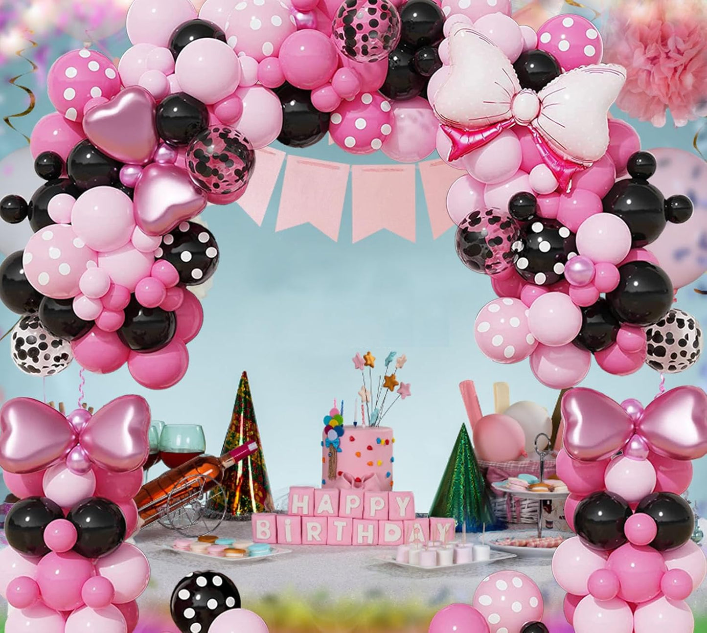 36 Inches Bow Foil Balloon Huge Bowtie Pink Balloon for Baby Shower, Wedding, Kids Theme Party Decoration (Pink 5)