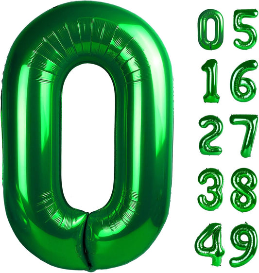 Green Helium Number Balloon 40 Inch, Giant Foil Green Number 0 Birthday Balloons, Large Numbers 10 20 30 40 50 60 70 80 90 100 2025, Party Celebration Supplies Decorations