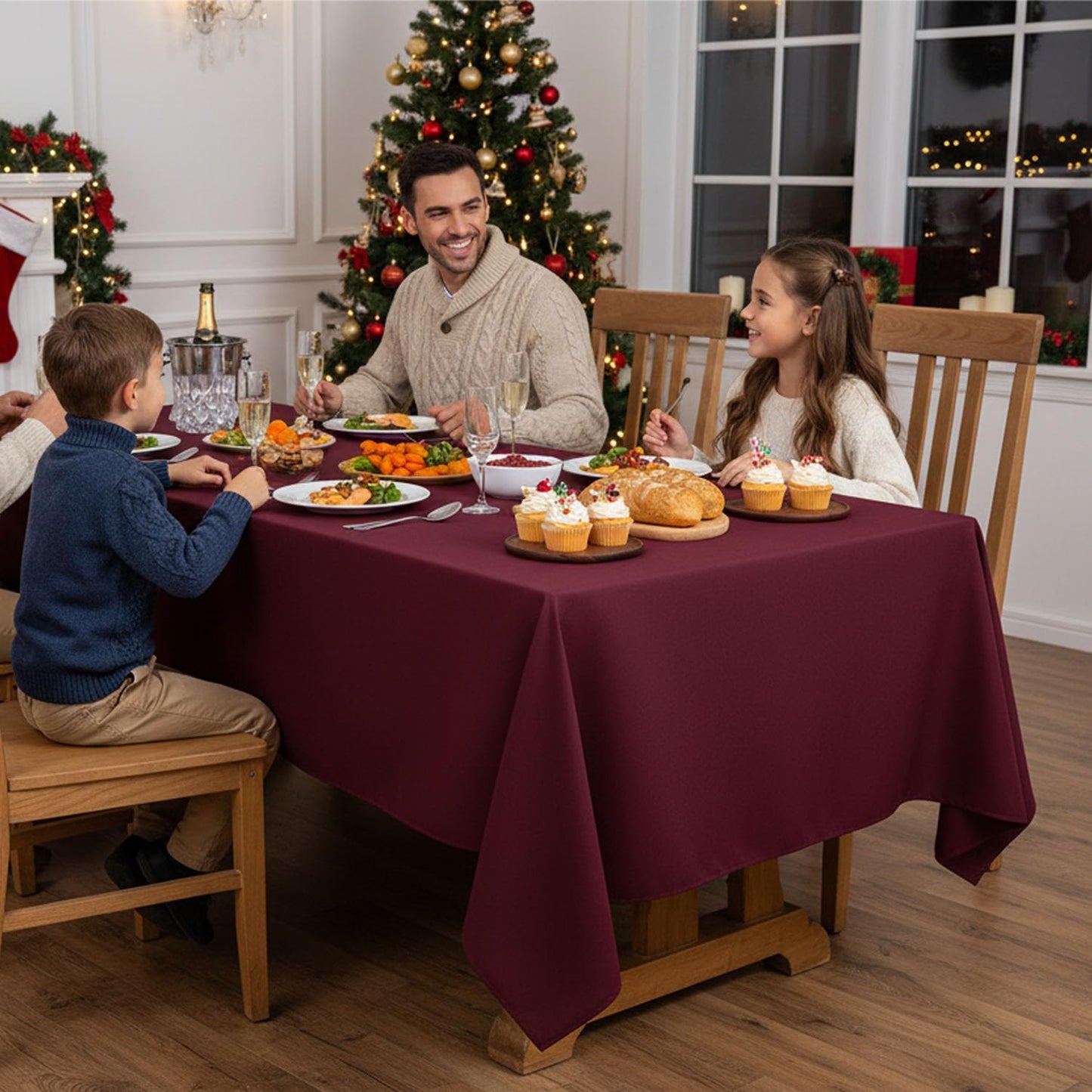 Fitable 8 Pack Table Cloth Rectangle Table: Stain and Wrinkle Resistant Tablecloth Rectangular, Washable Polyester Tablecloths for Wedding Party Dining Banquet Event Catering(Burgundy, 70x108 Inch)