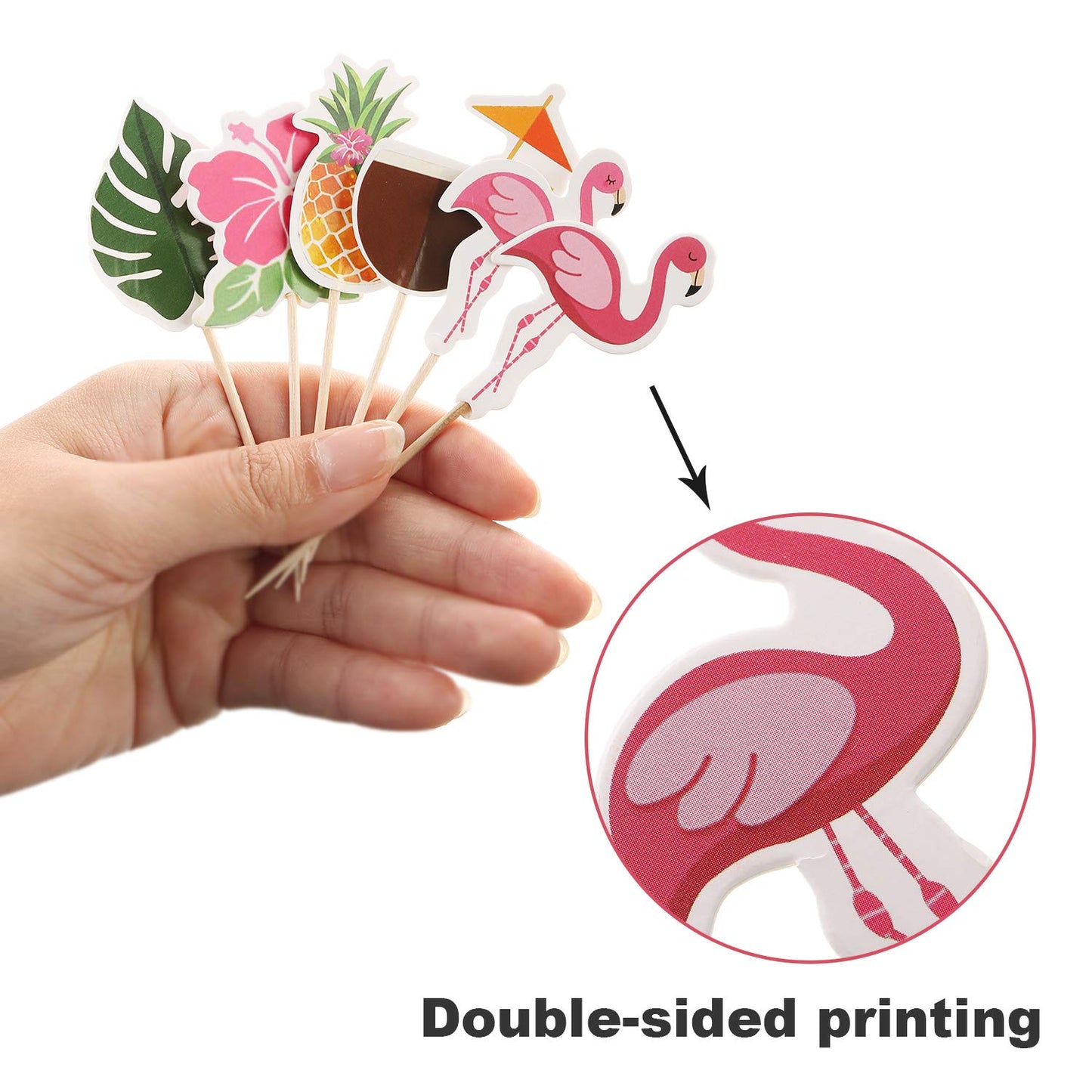 Luau Cupcake Toppers Tropical?Cake Decorations Hawaiian Toothpicks Sticks with Flamingo Pineapple Palm Leaves Shape Picks for Summer Beach Theme Party Favors Supplies, 6 Styles (144)
