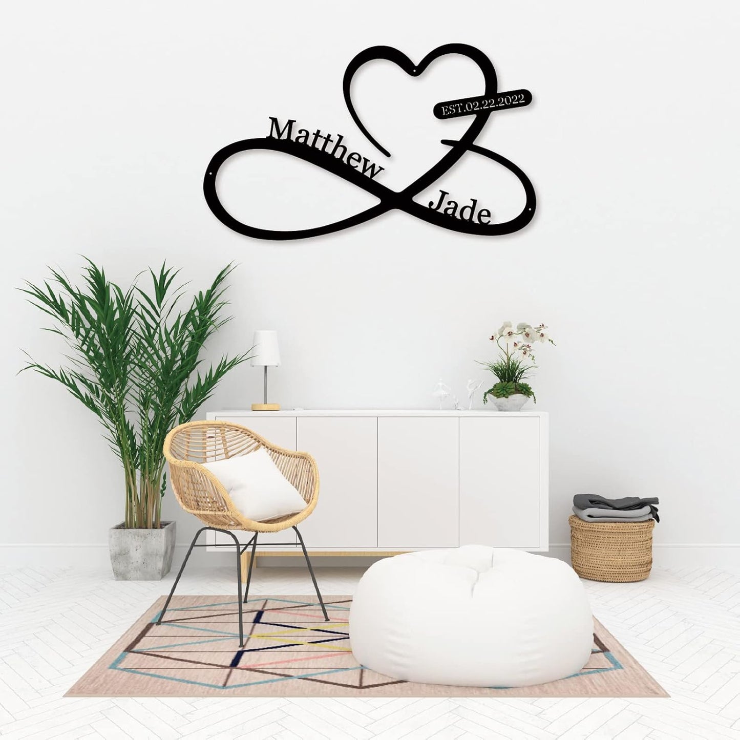 Infinity Heart Metal Wall Decor, Unique Infinity Heart Wall Decor Love Sign Plaque Steel Art Geometric Wall Decor Set Cut Out for Outside