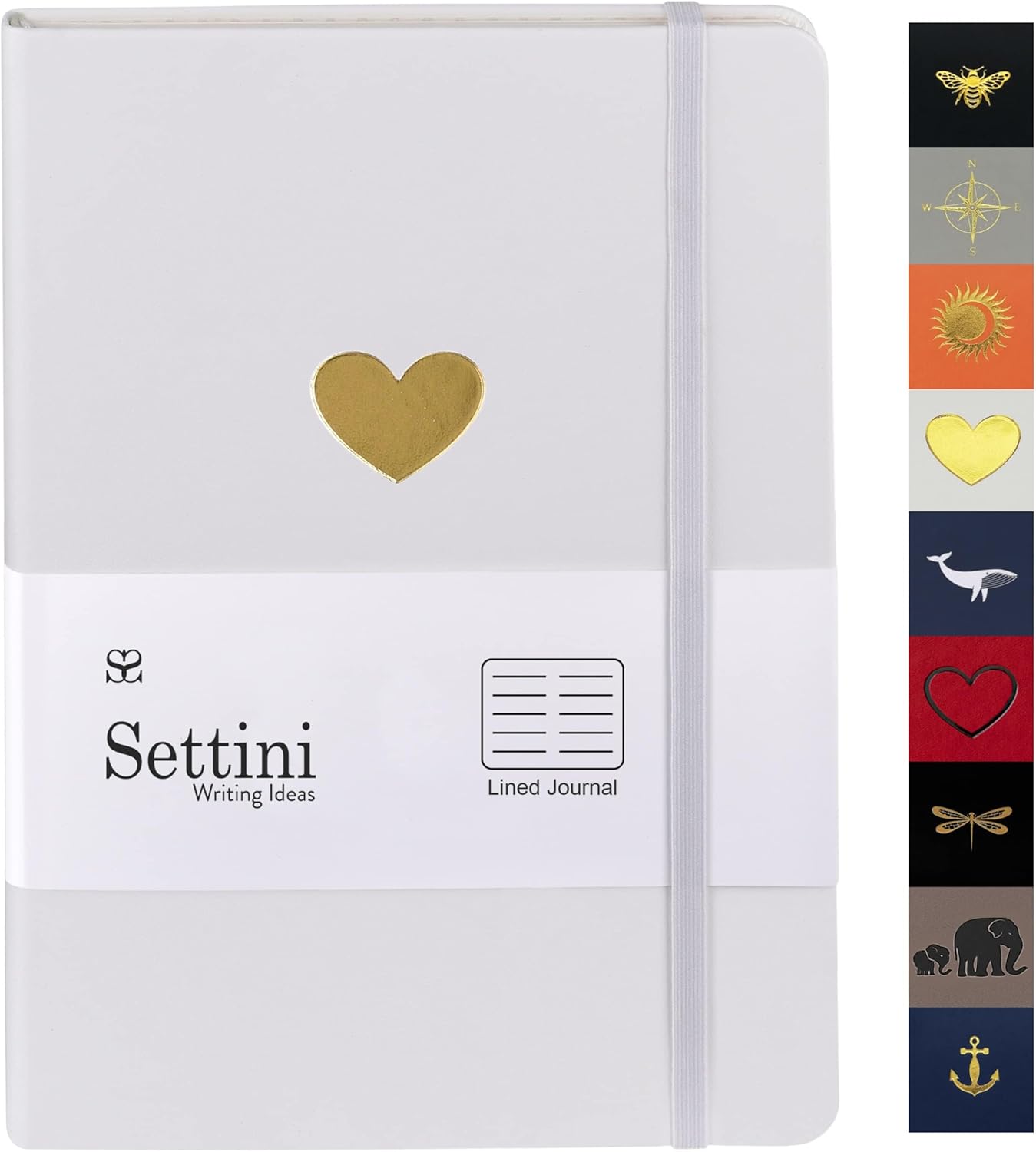 SETTINI Lined Journal, Ideal for Journaling - A5 Vegan Leather Notebook, 192 Archival-Quality Pages, QuillEase Bleed-Free Paper, Inner Pocket & Bookmark - Bride Gifts for Women, White Heart