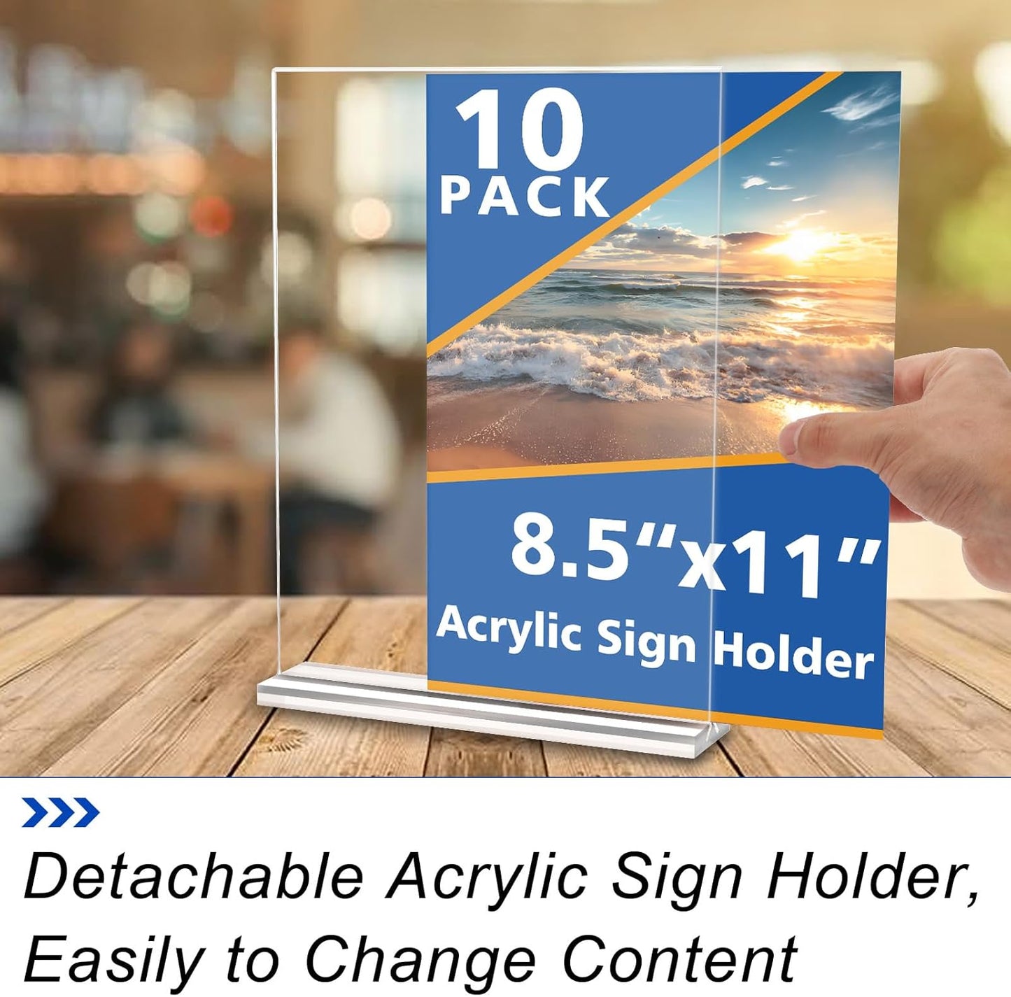 Acrylic Sign Holder,Clear Plastic Sign Holder8.5x11 inches Paper Card T Shape Double Sided Display Stand Picture Frame Desktop Table Menu Signs Office,Store, 10 Pack
