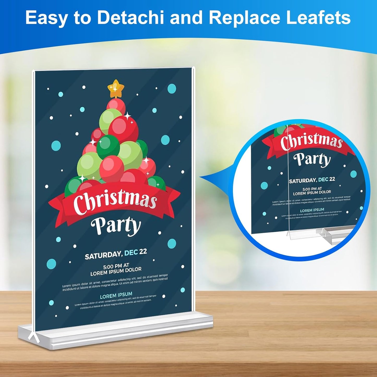 Acrylic Sign Holder 5x7 Inches 24 Pack, Double Sided Clear Display Stand Table Top Sign Paper Holder, Vertical Menu Flyer Holder, Plastic Sign Frame for Stores, Restaurants, Hotels, Office